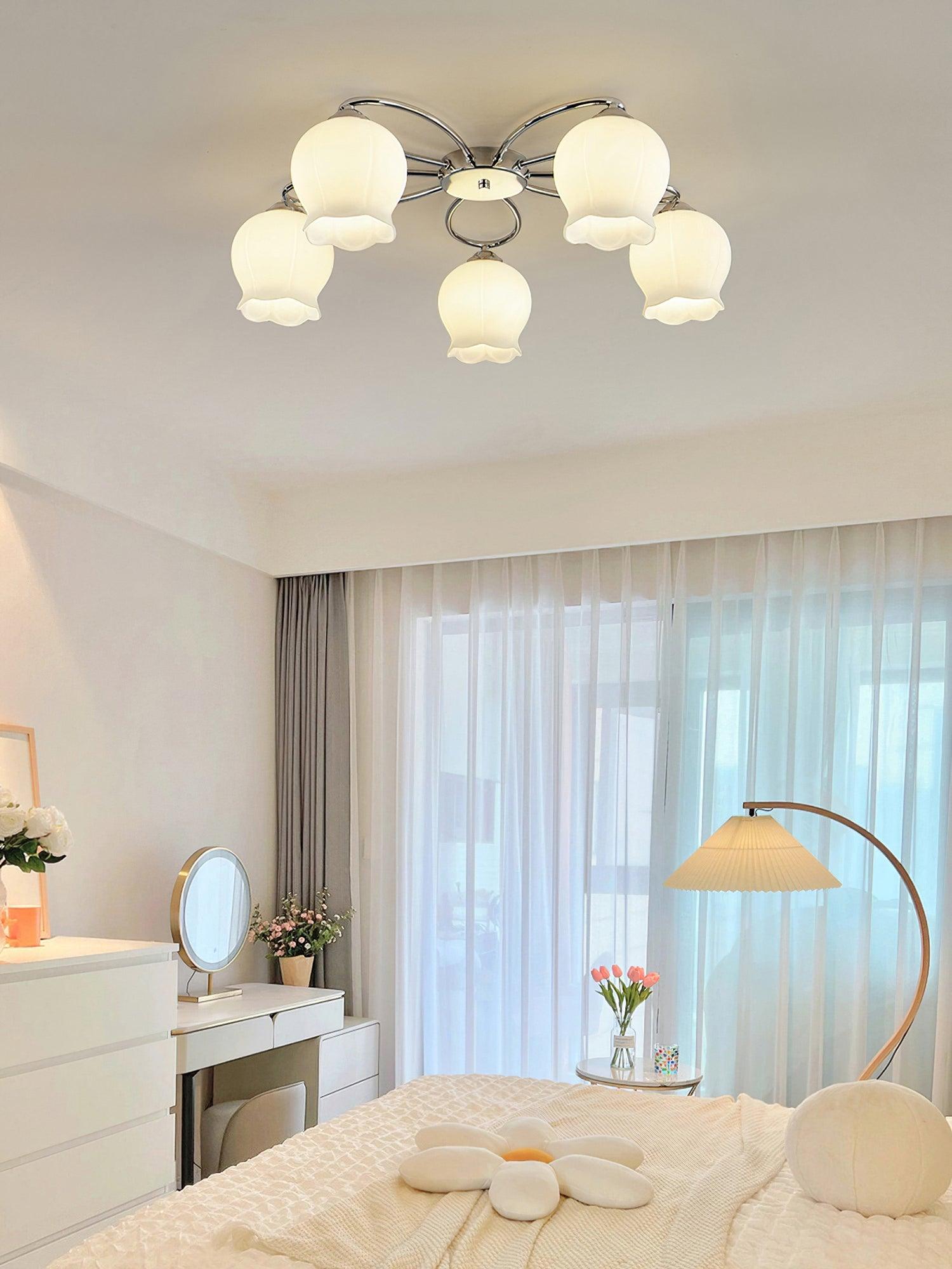 Oldore Premium Elegance Floral Glass Ceiling Lamp-Neutral Decor