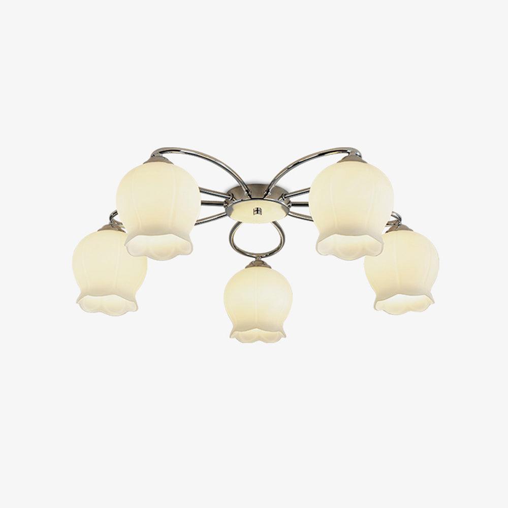 Oldore Premium Elegance Floral Glass Ceiling Lamp-Neutral Decor
