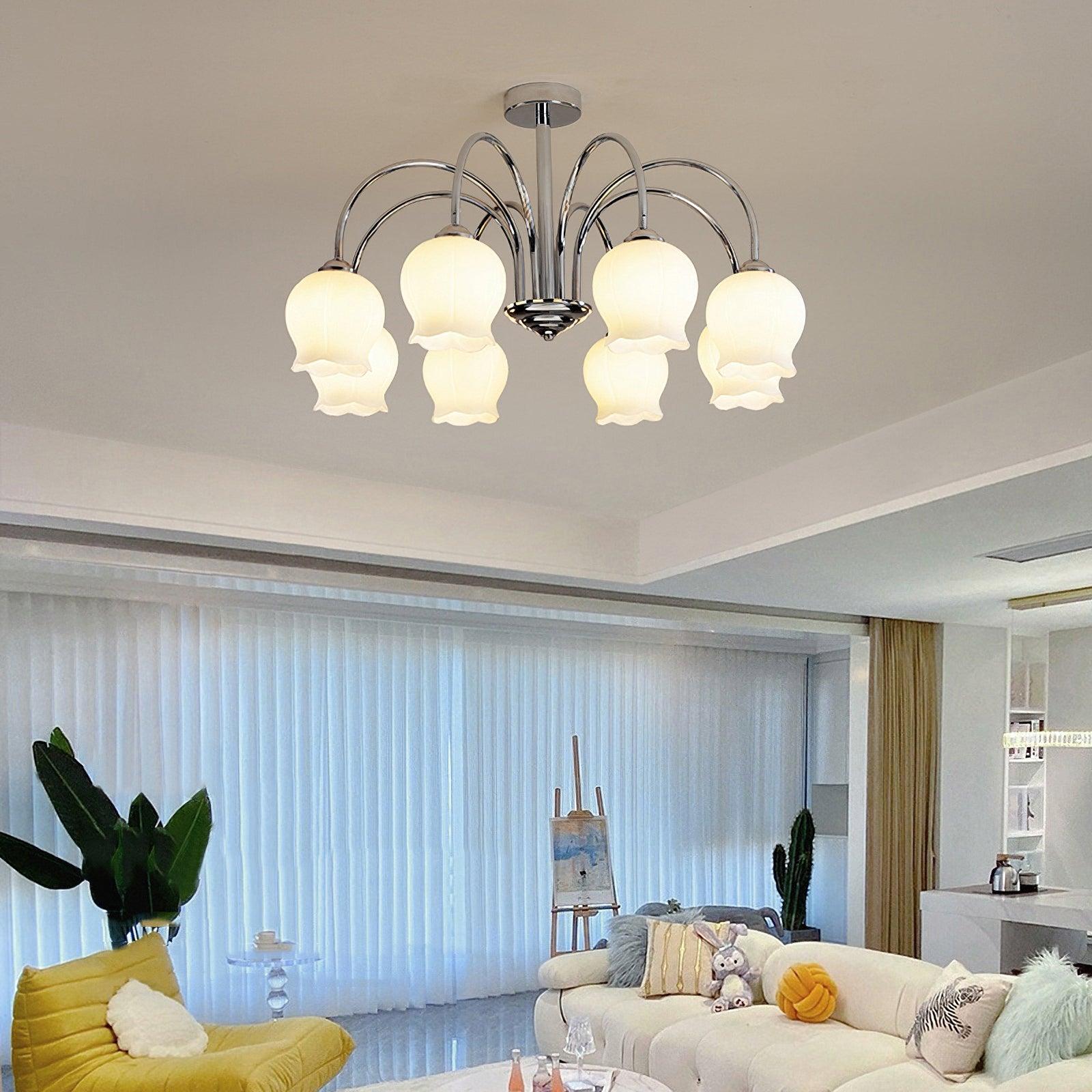 Aurora Chandelier Floral Glass-Neutral Decor