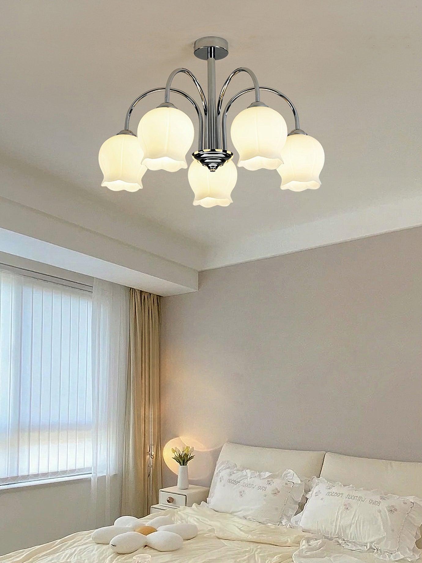Aurora Chandelier Floral Glass-Neutral Decor