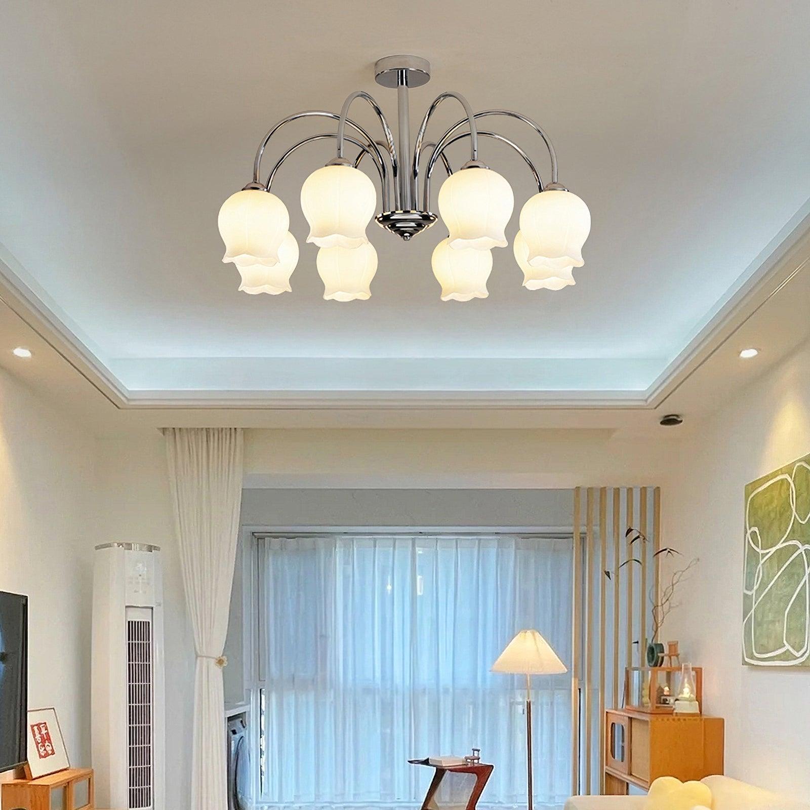 Aurora Chandelier Floral Glass-Neutral Decor