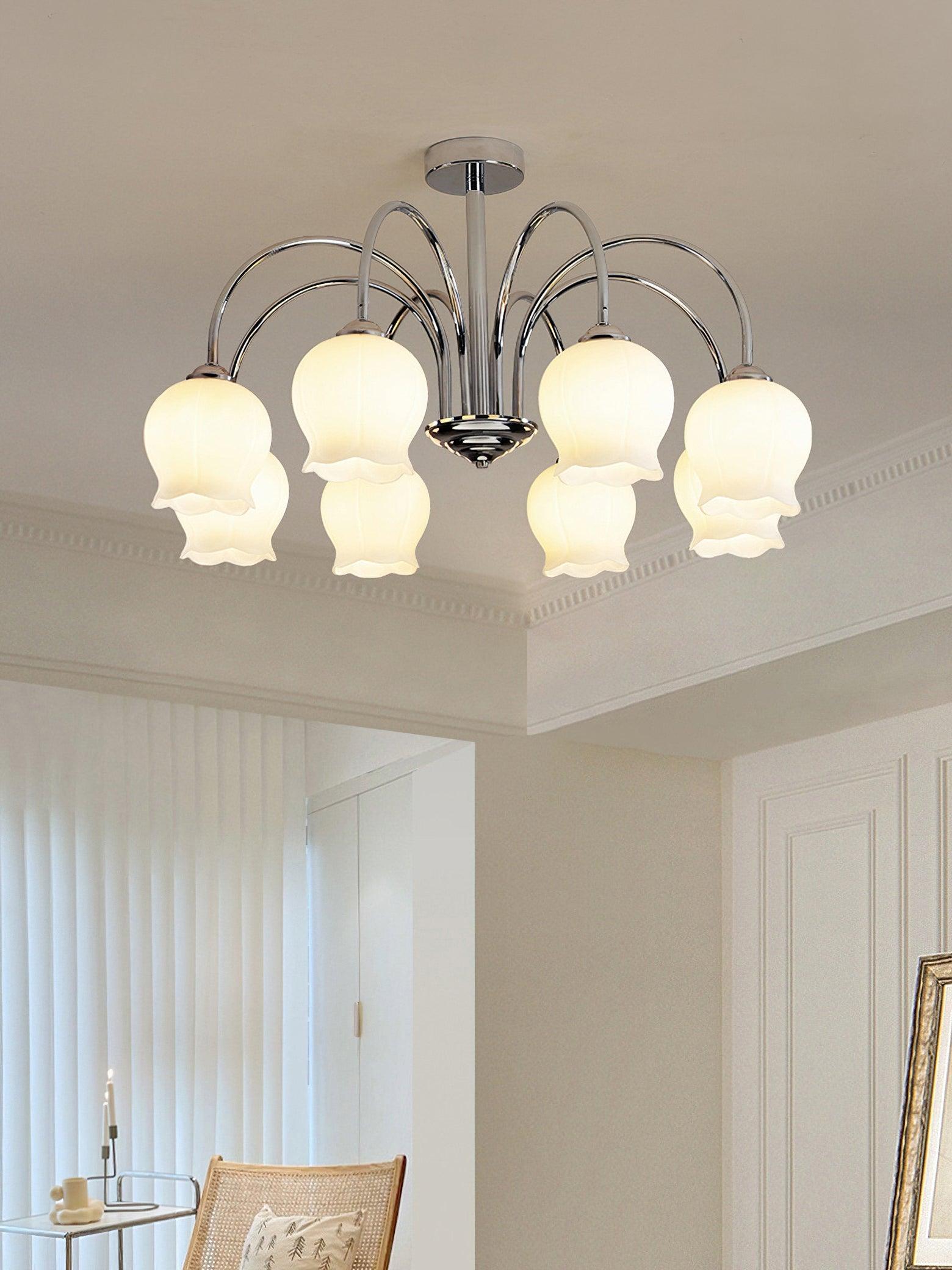 Aurora Chandelier Floral Glass-Neutral Decor