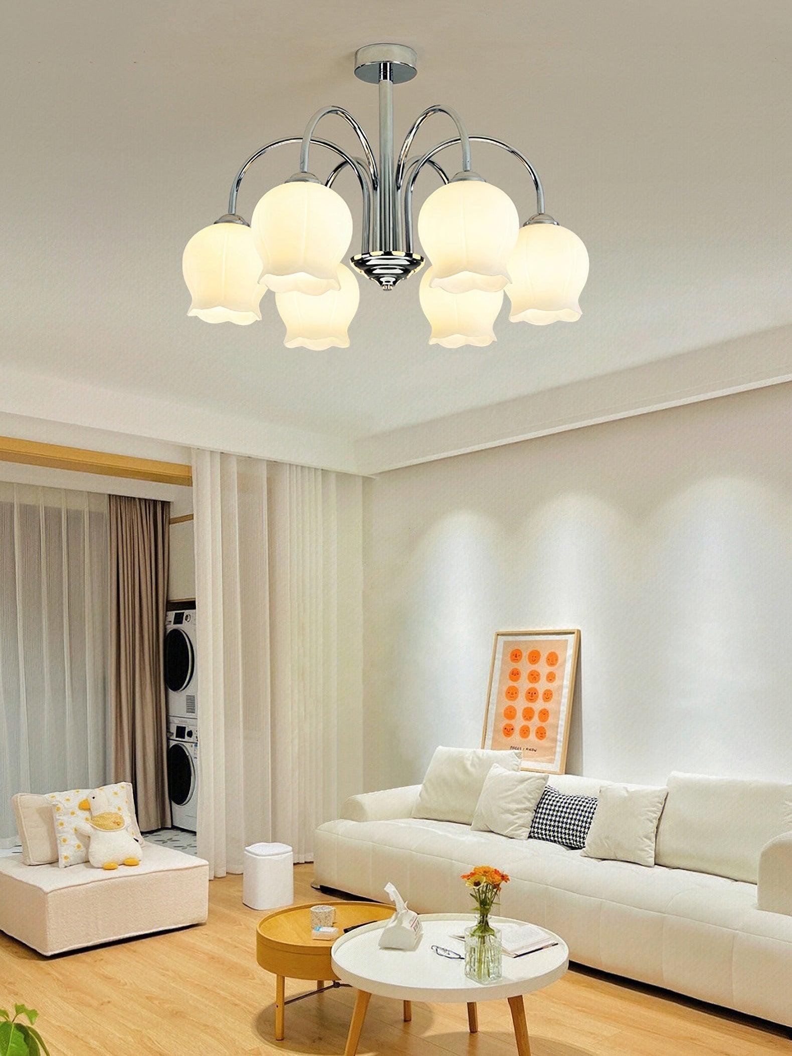Aurora Chandelier Floral Glass-Neutral Decor