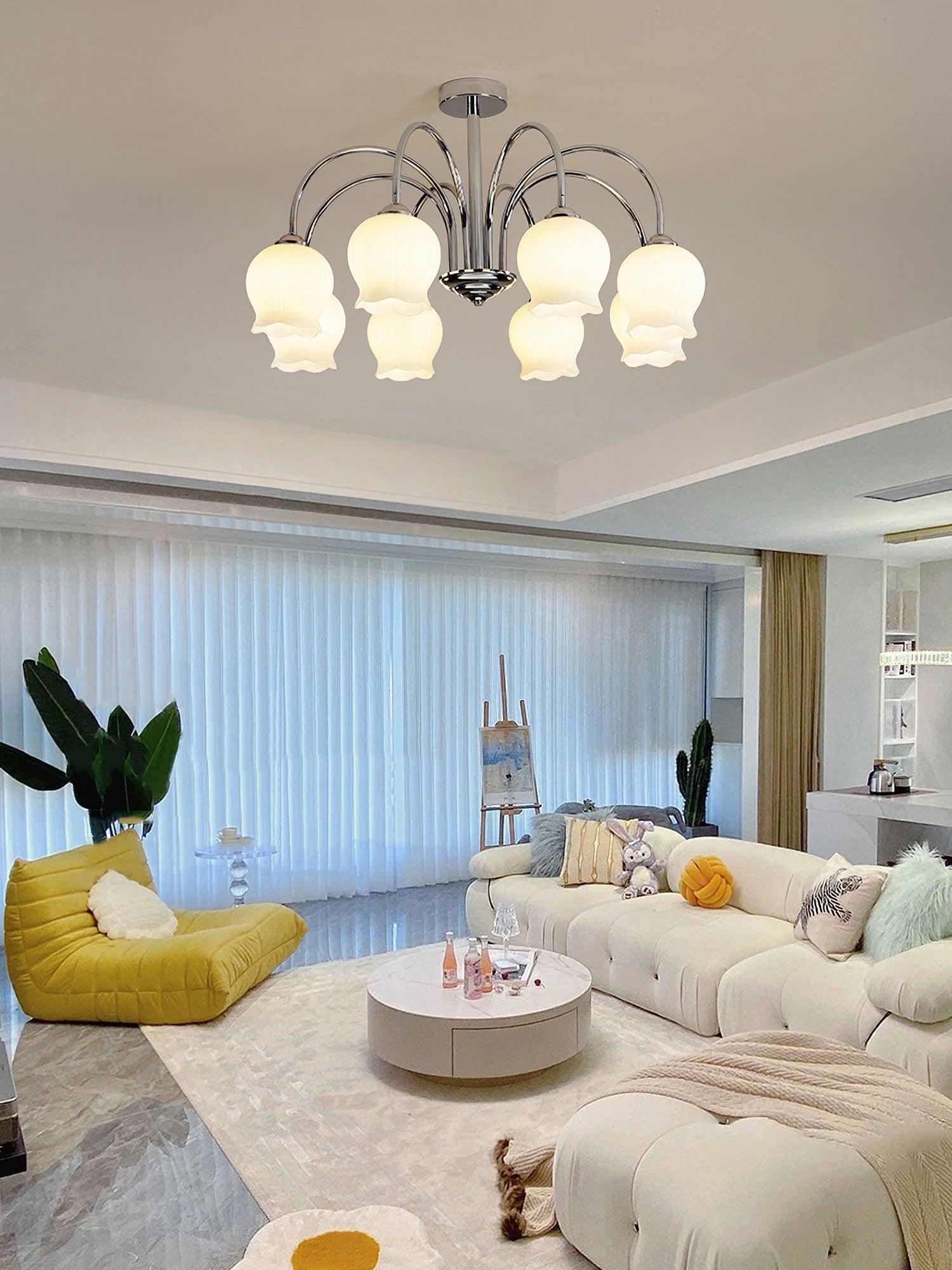 Aurora Chandelier Floral Glass-Neutral Decor