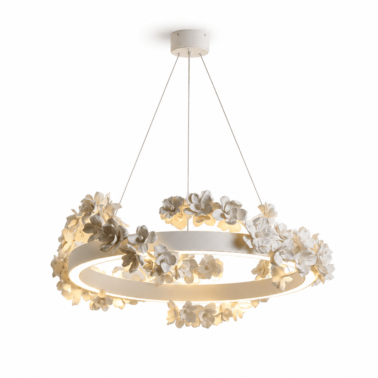 Floral Wreath Chandelier-Neutral Decor