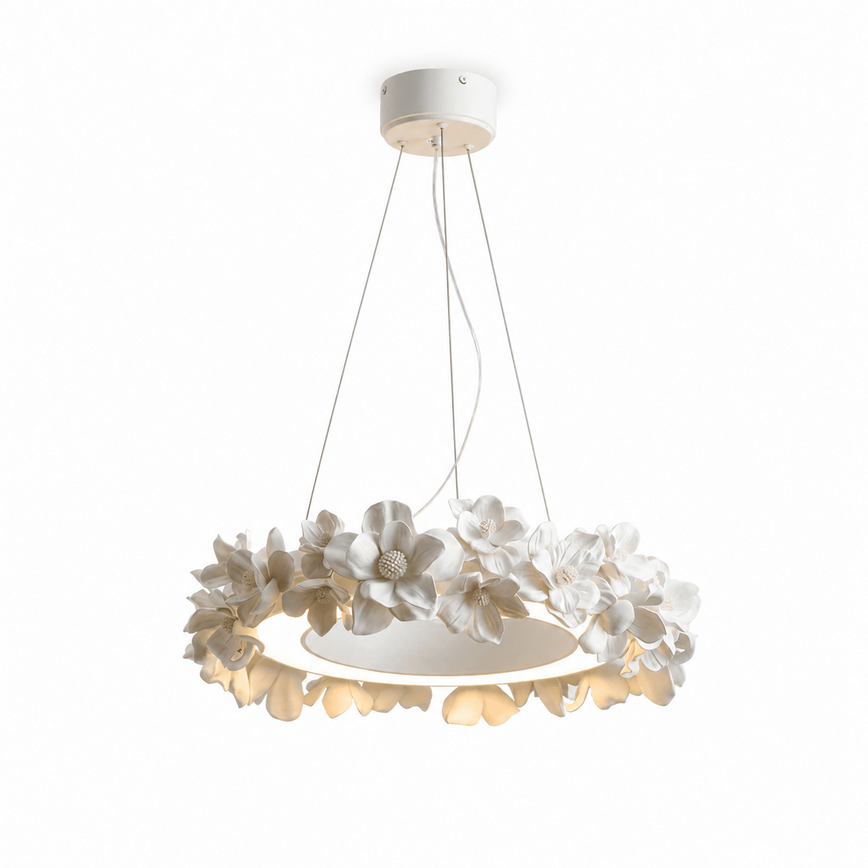 Floral Wreath Chandelier-Neutral Decor