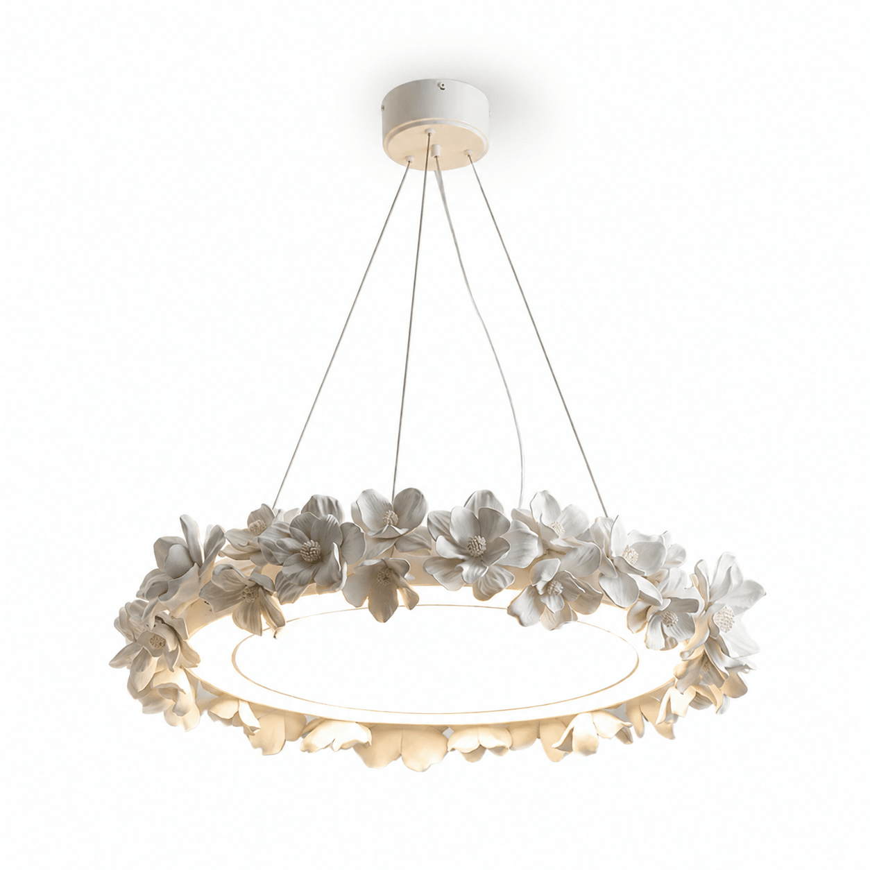Floral Wreath Chandelier-Neutral Decor