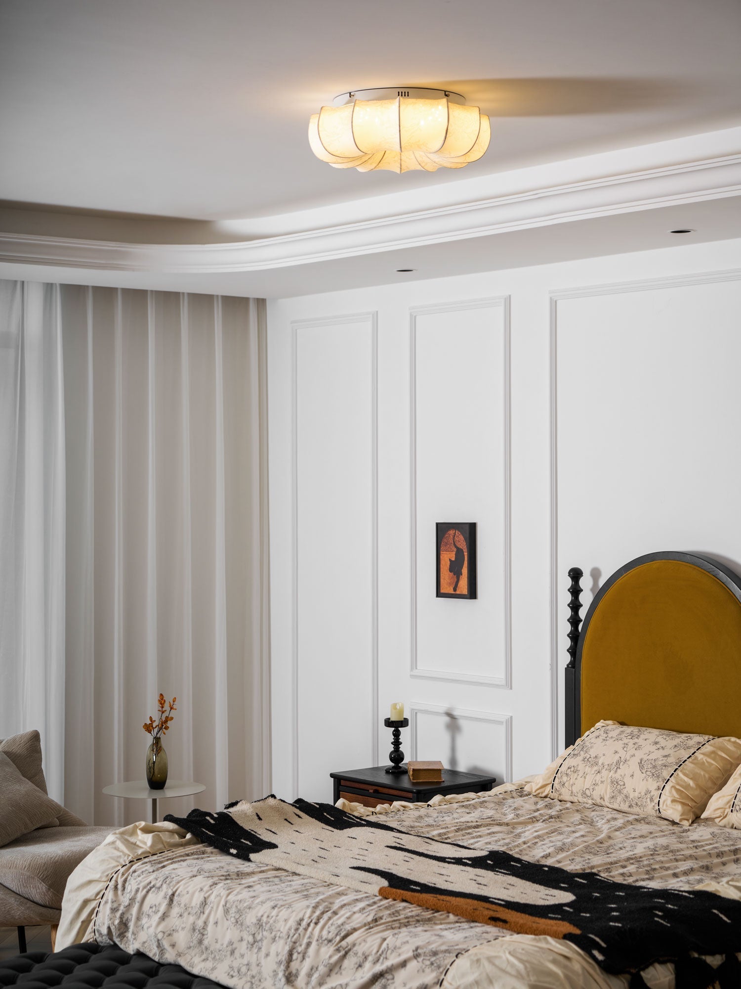 Vivaria Premium Nordic Art Wood Fabric Ceiling Light-Neutral Decor