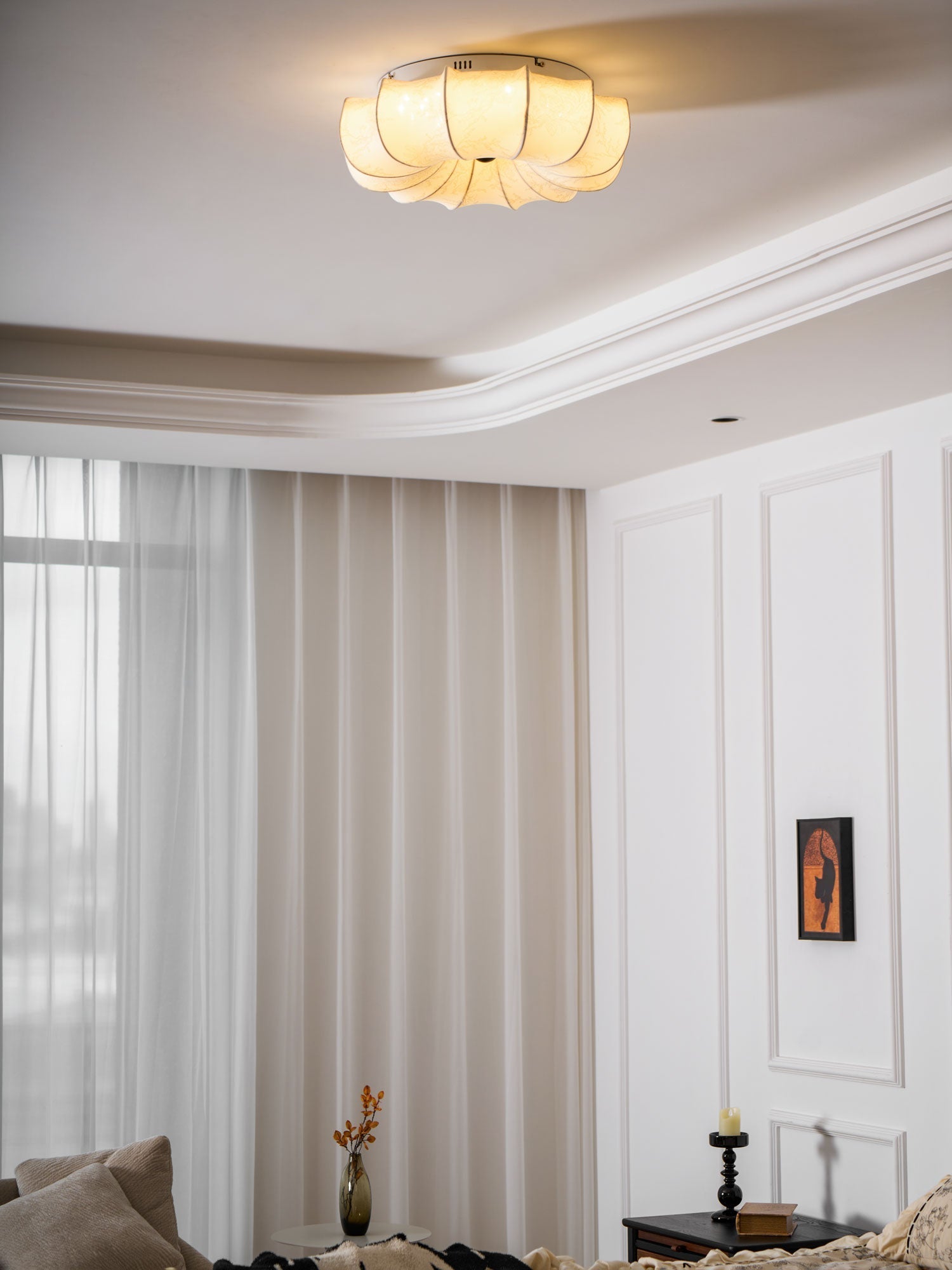 Vivaria Premium Nordic Art Wood Fabric Ceiling Light-Neutral Decor