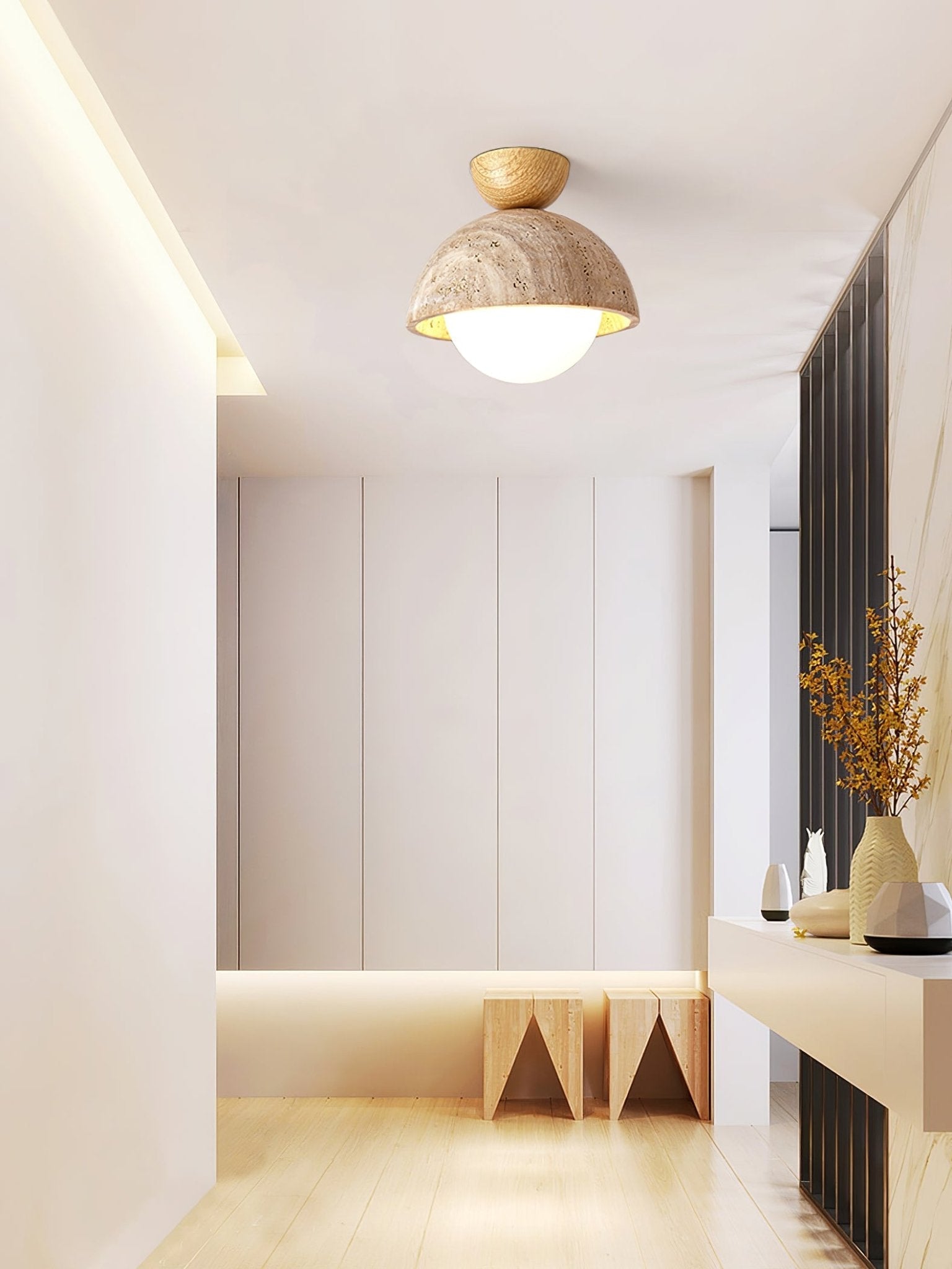 Solana Travertine Ceiling Light-Neutral Decor