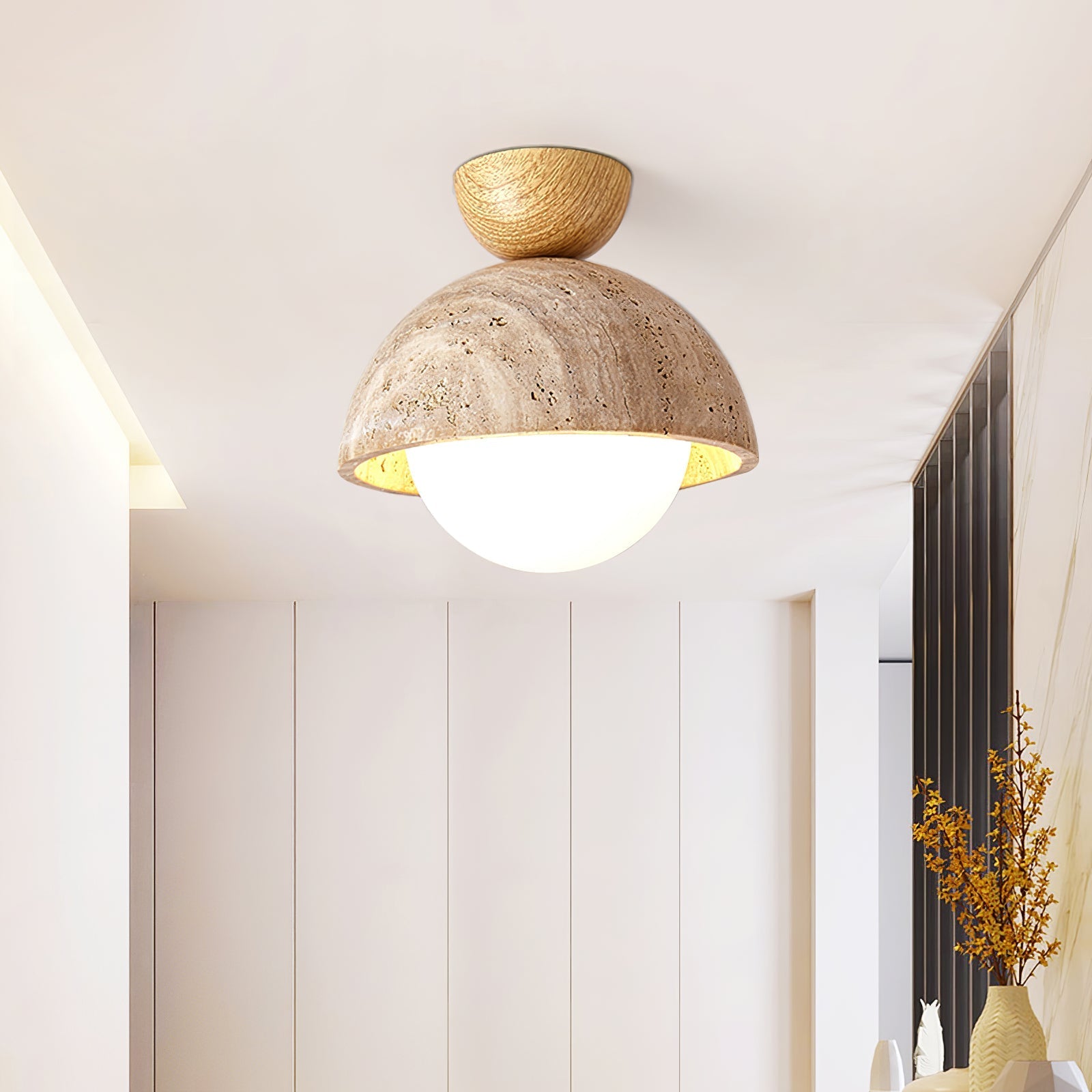Solana Travertine Ceiling Light-Neutral Decor