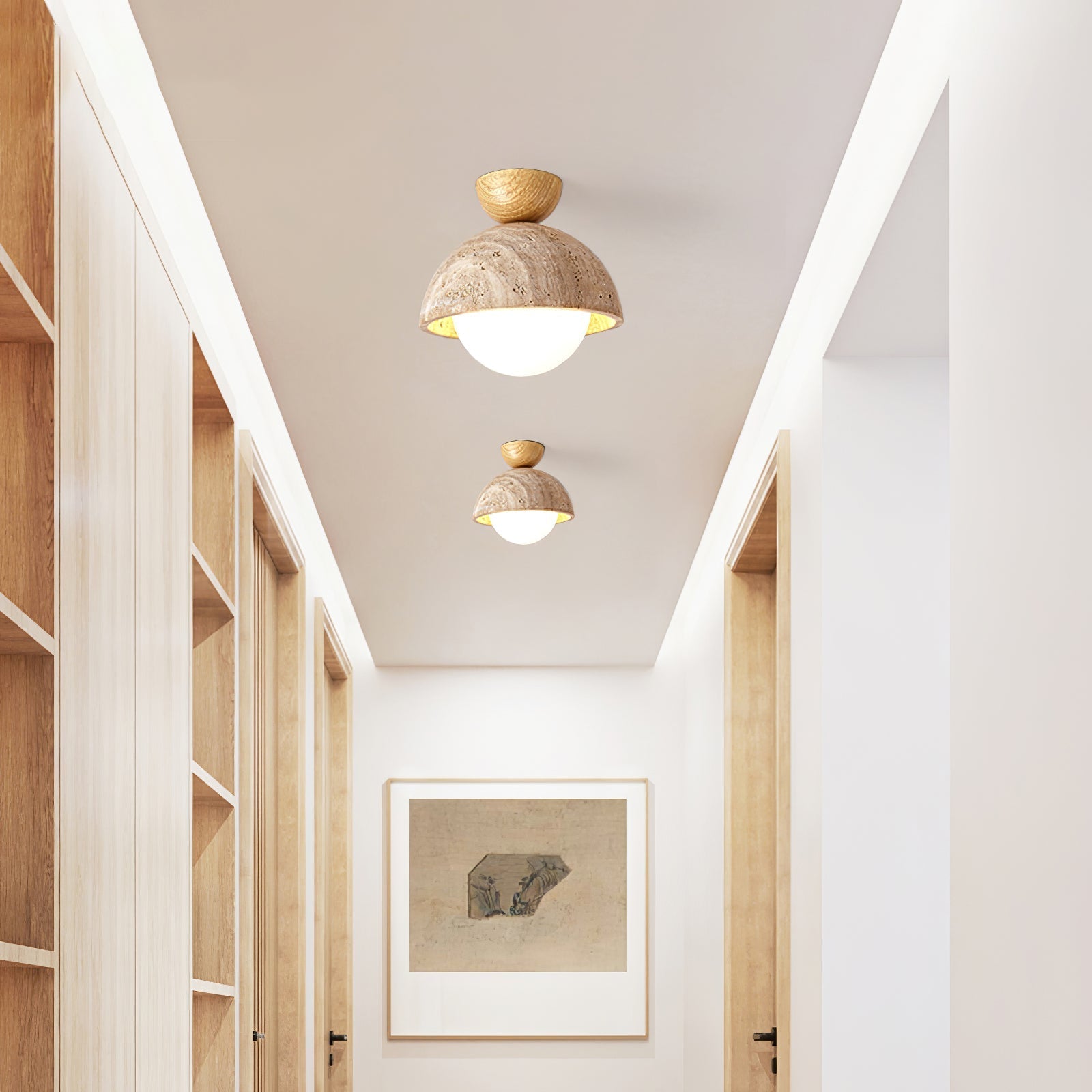 Solana Travertine Ceiling Light-Neutral Decor