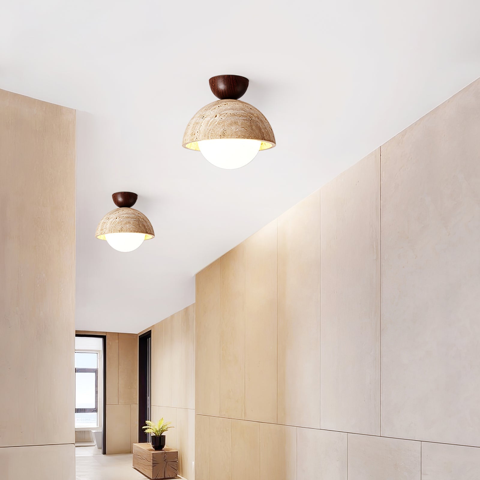 Solana Travertine Ceiling Light-Neutral Decor