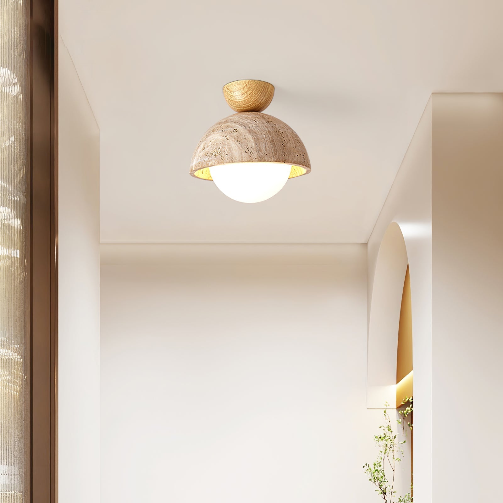 Solana Travertine Ceiling Light-Neutral Decor