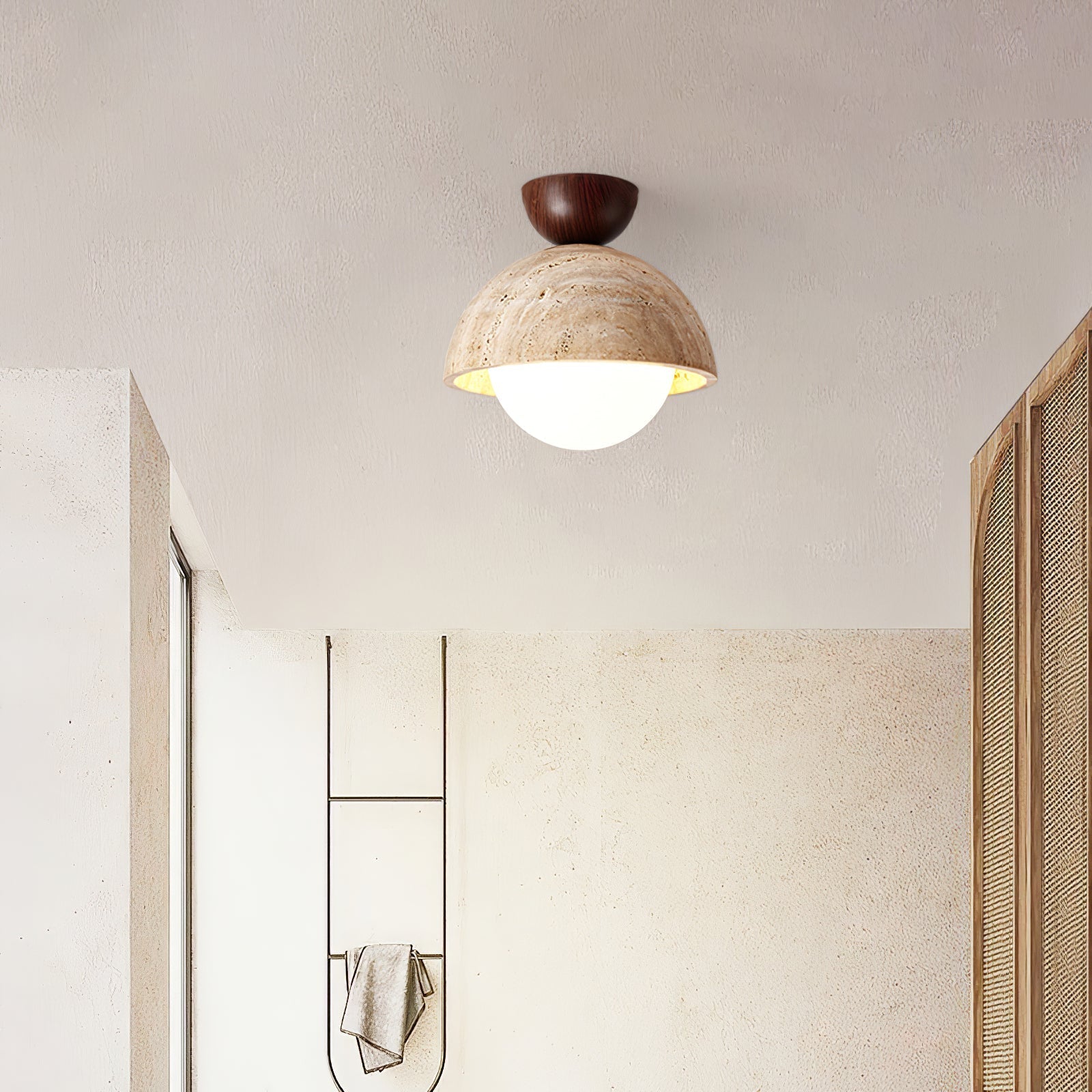 Solana Travertine Ceiling Light-Neutral Decor