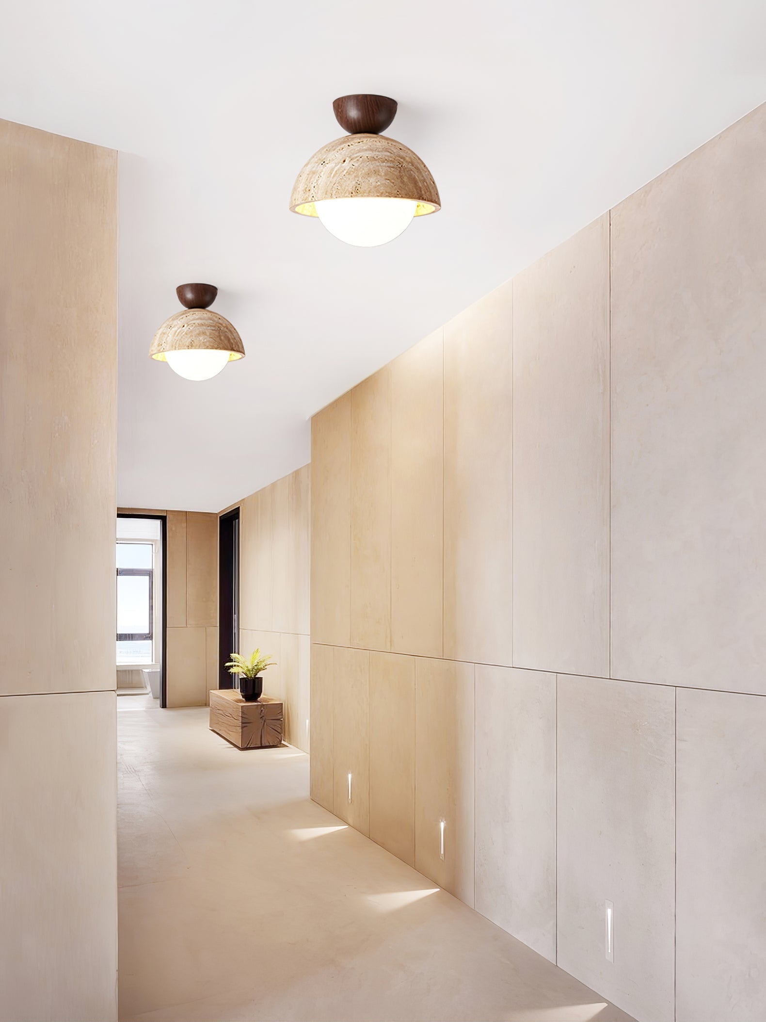 Solana Travertine Ceiling Light-Neutral Decor