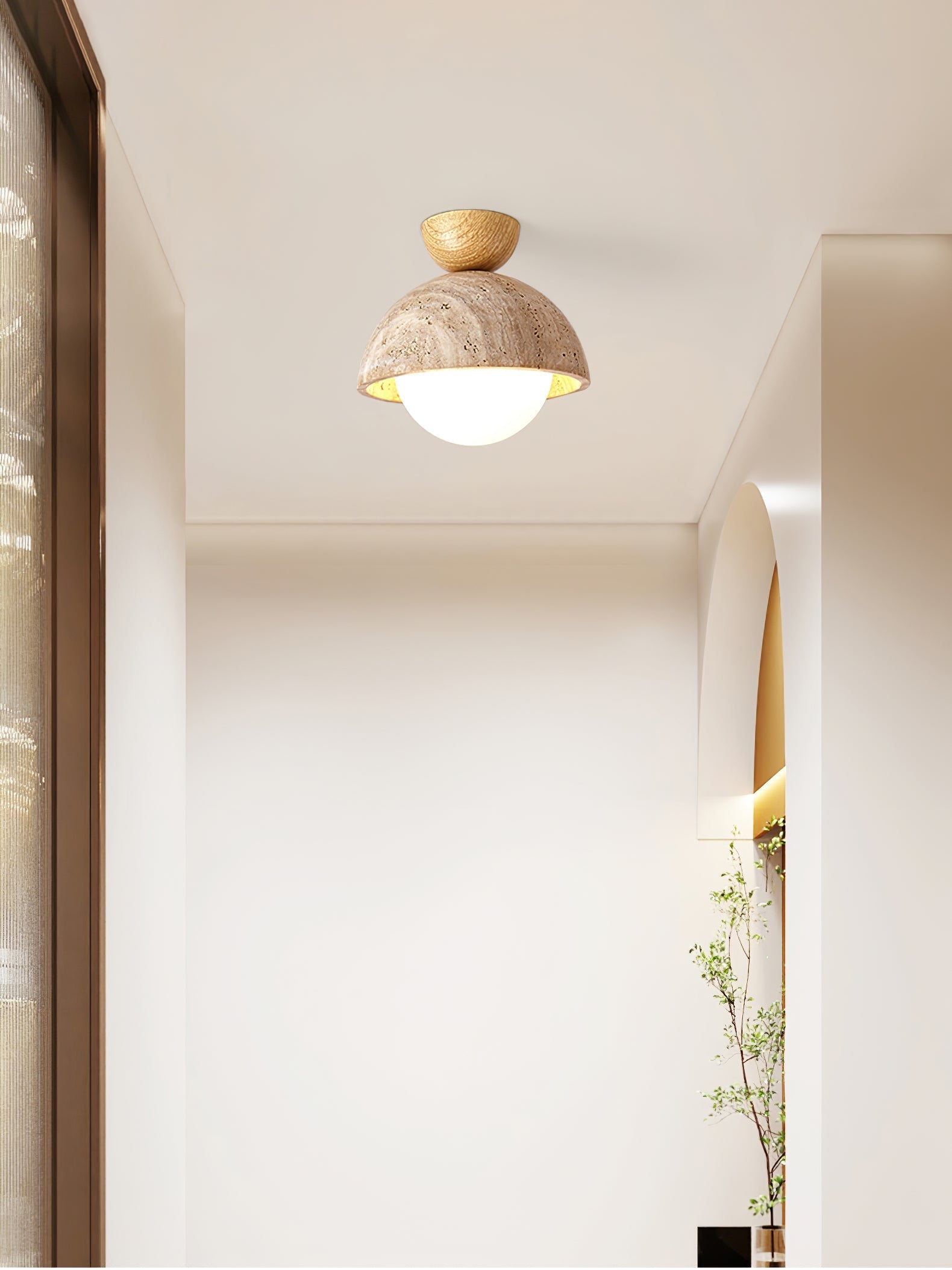 Solana Travertine Ceiling Light-Neutral Decor