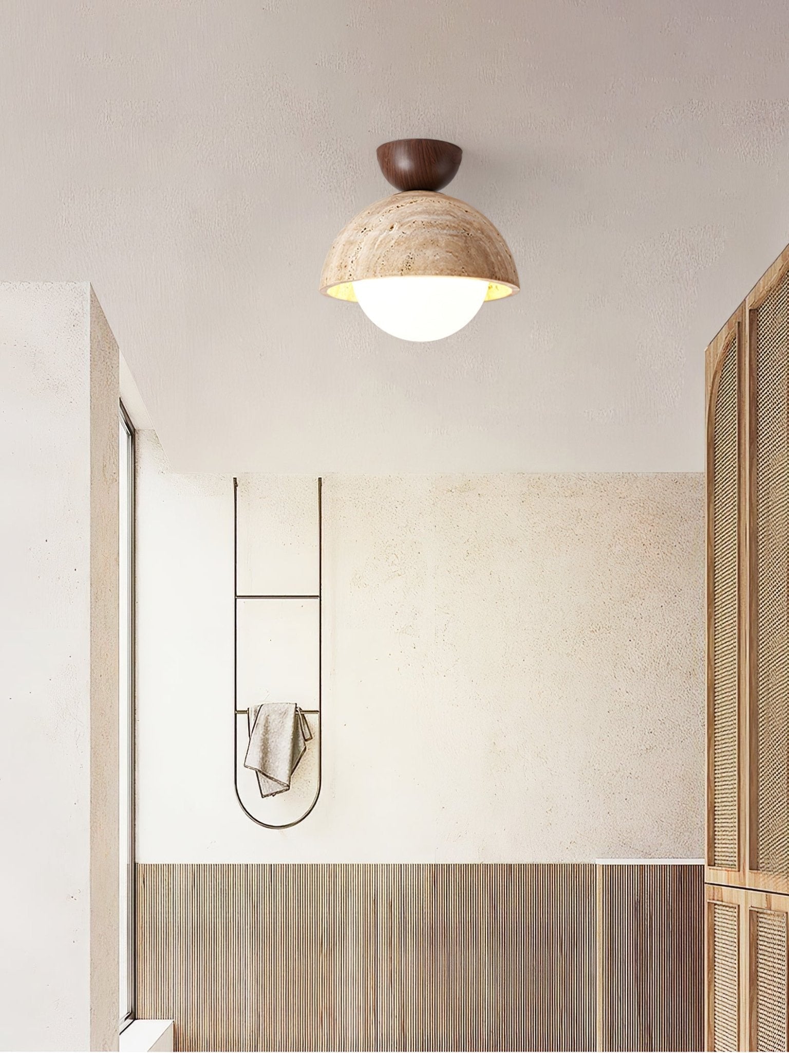Solana Travertine Ceiling Light-Neutral Decor
