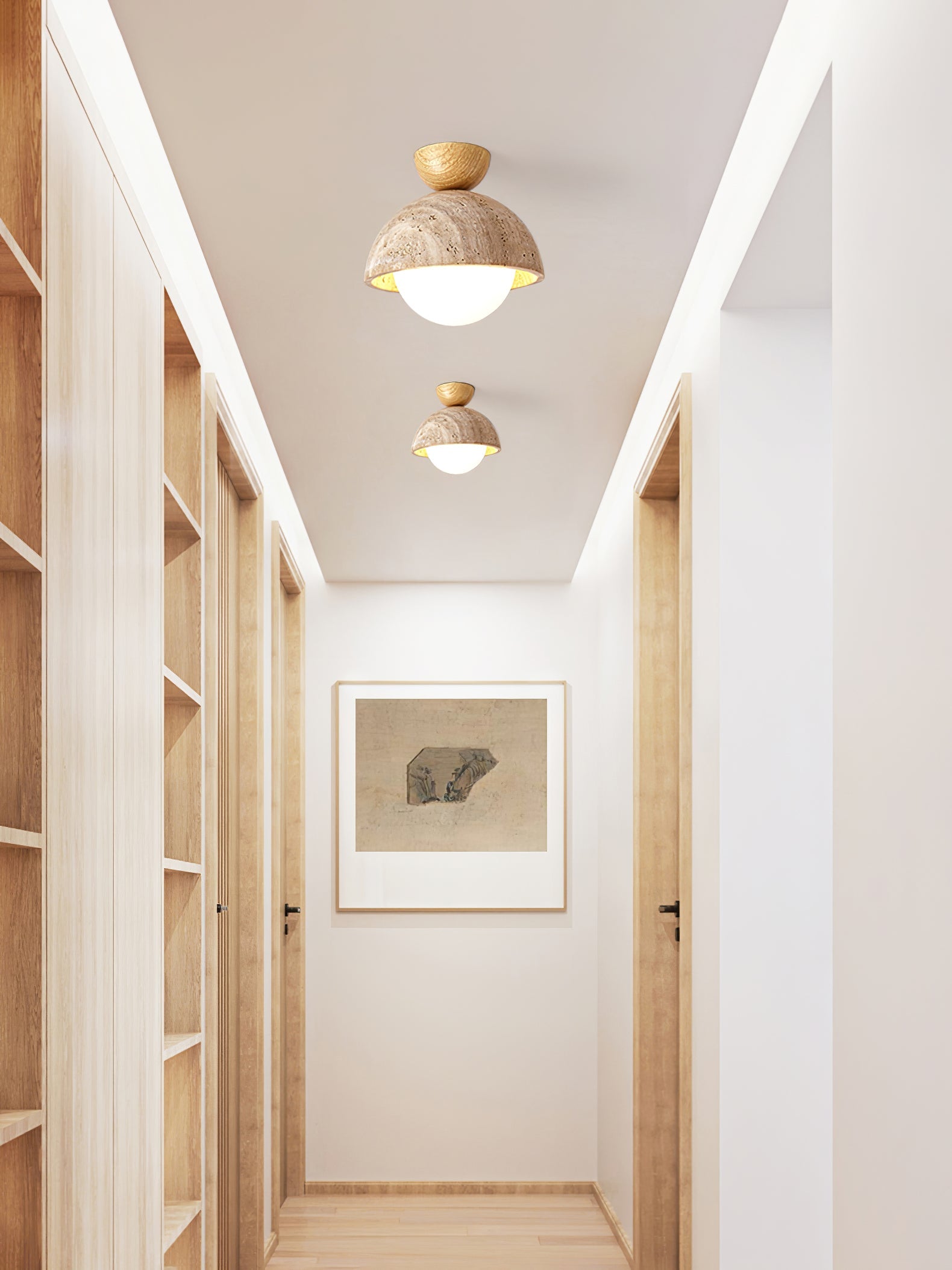 Solana Travertine Ceiling Light-Neutral Decor