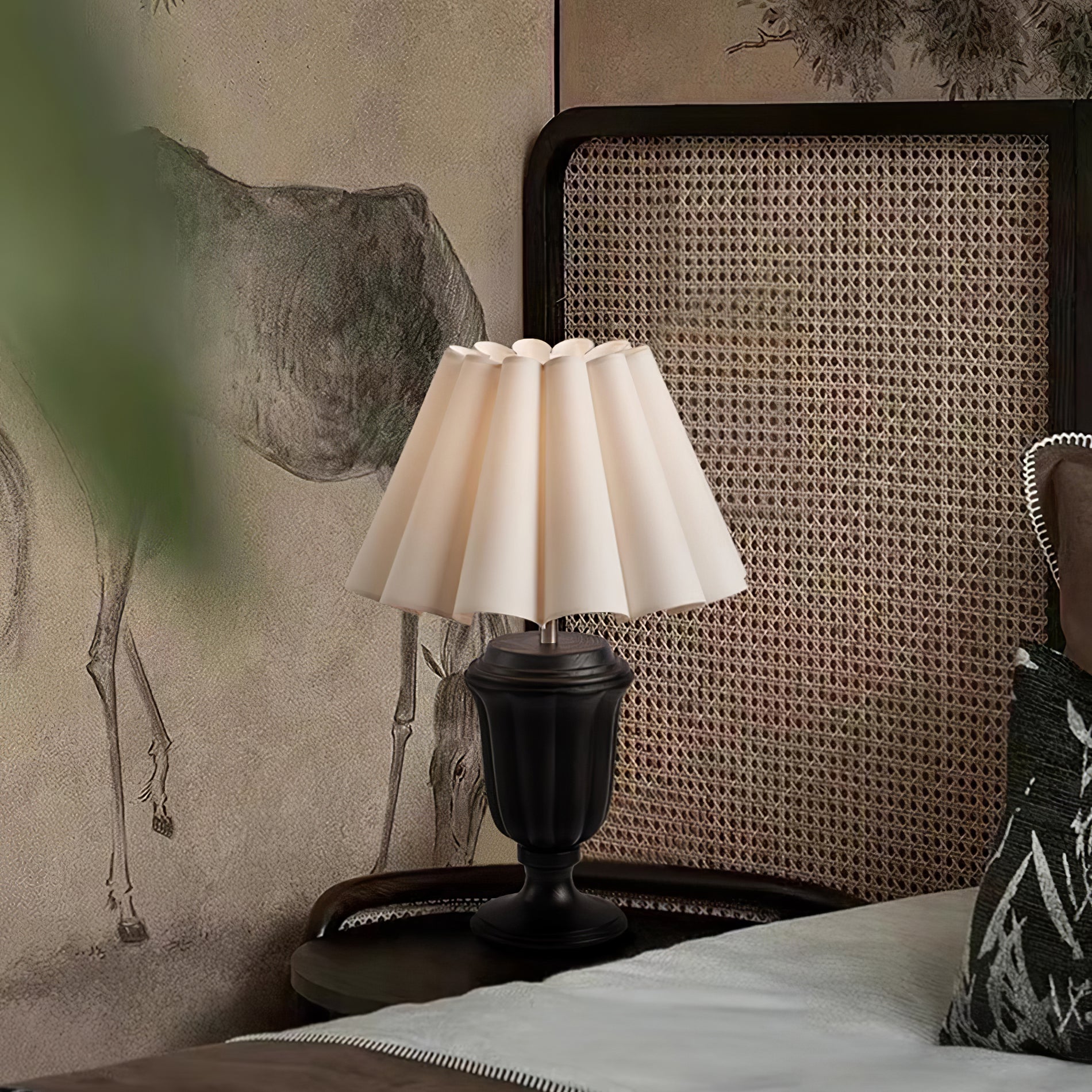 Vireo Wood & Fabric Table Lamp-Neutral Decor