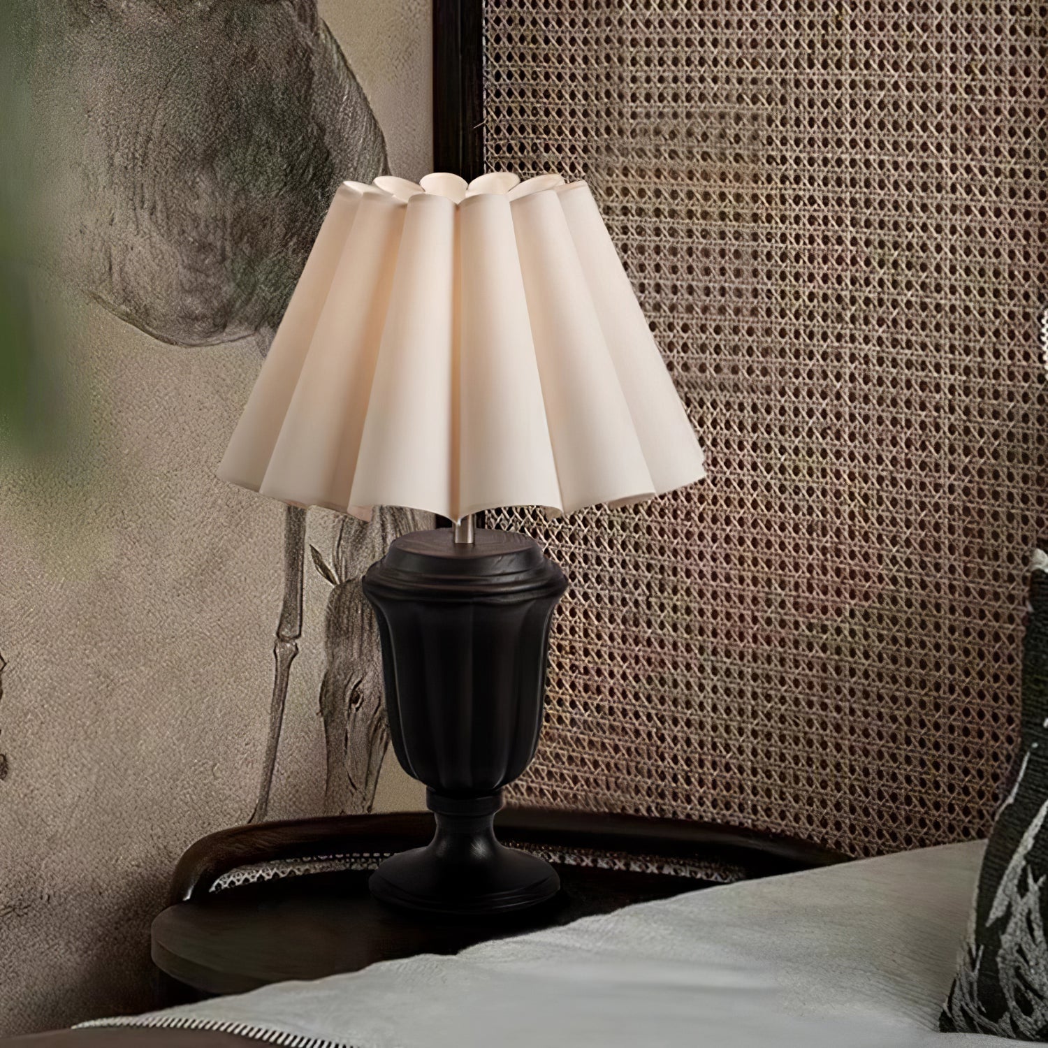 Vireo Wood & Fabric Table Lamp-Neutral Decor