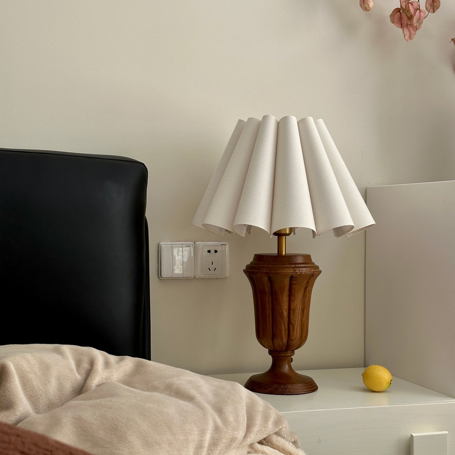 Vireo Wood & Fabric Table Lamp-Neutral Decor
