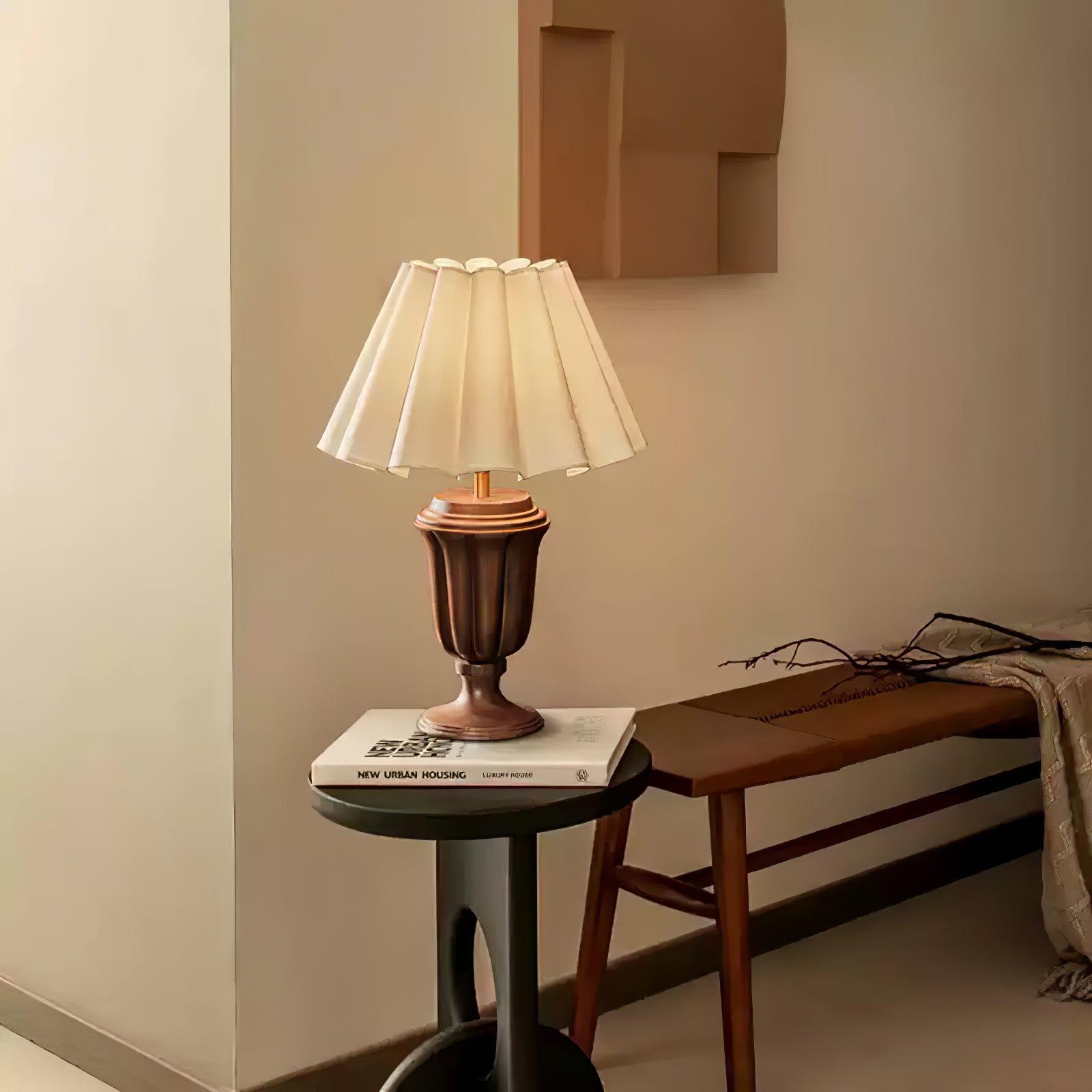 Vireo Wood & Fabric Table Lamp-Neutral Decor