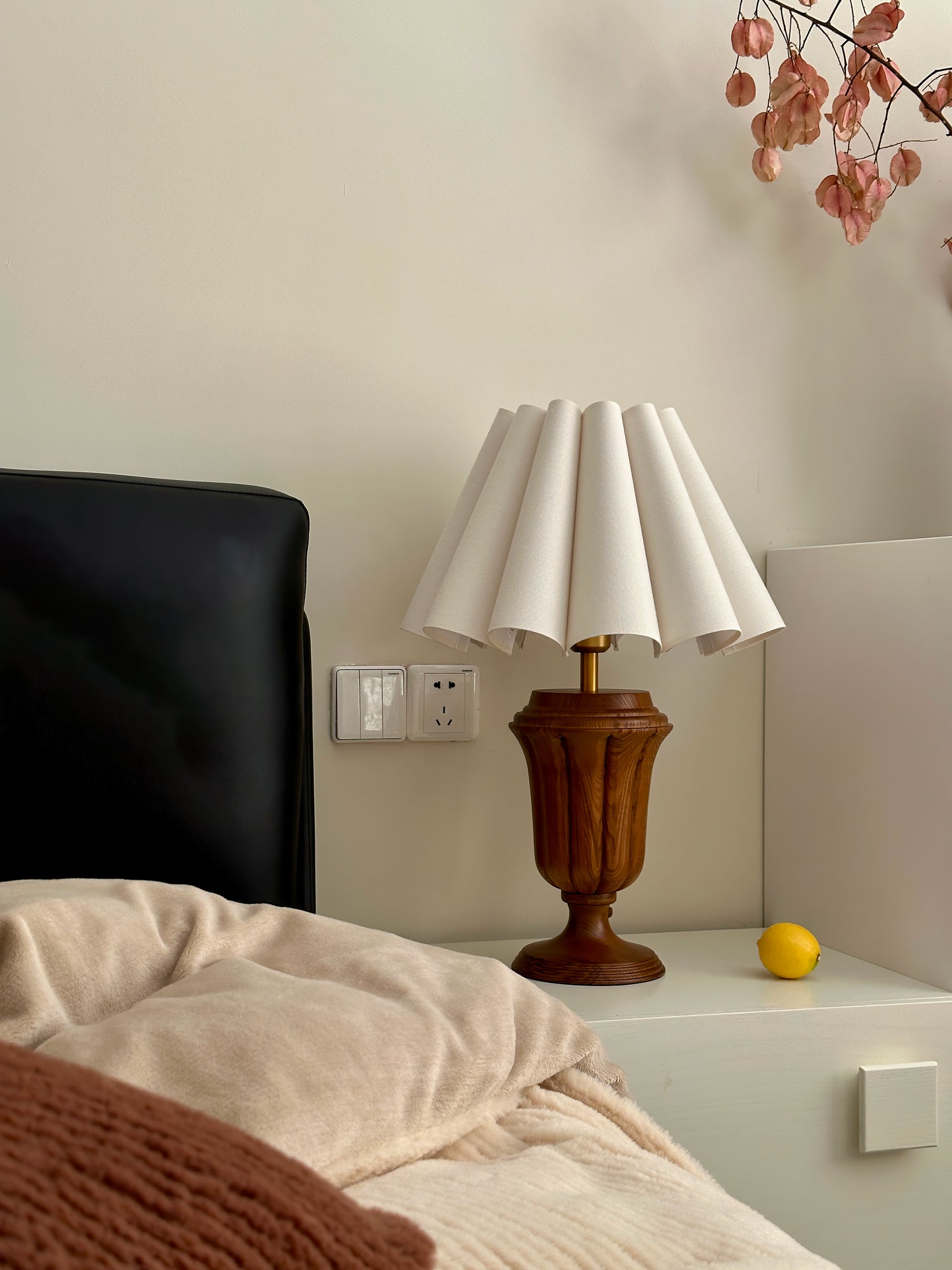 Vireo Wood & Fabric Table Lamp-Neutral Decor