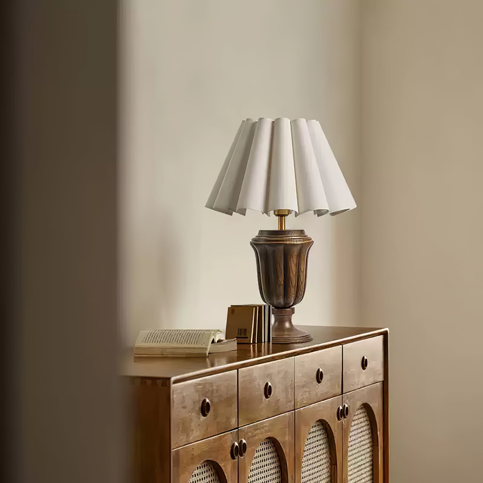 Vireo Wood & Fabric Table Lamp-Neutral Decor
