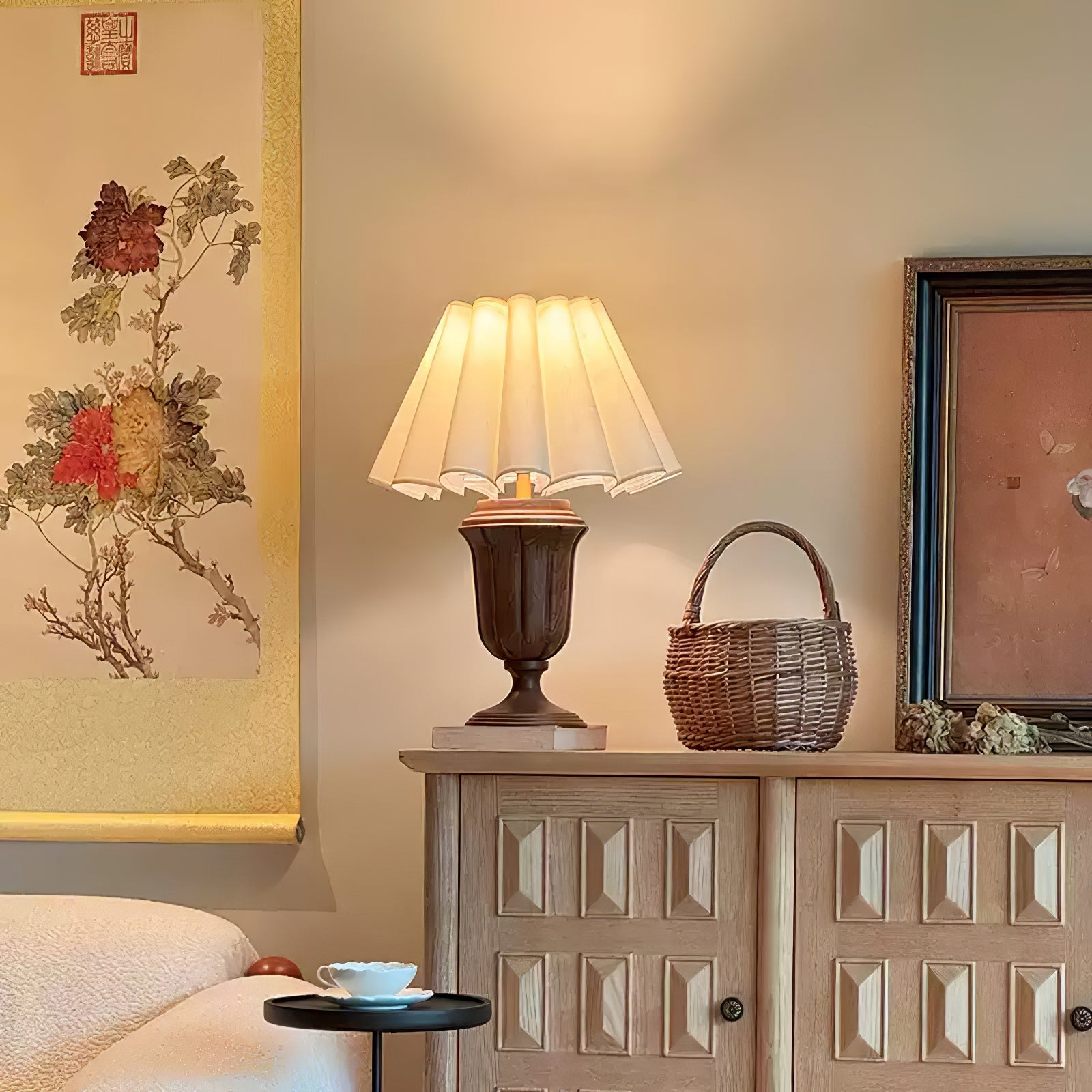 Vireo Wood & Fabric Table Lamp-Neutral Decor