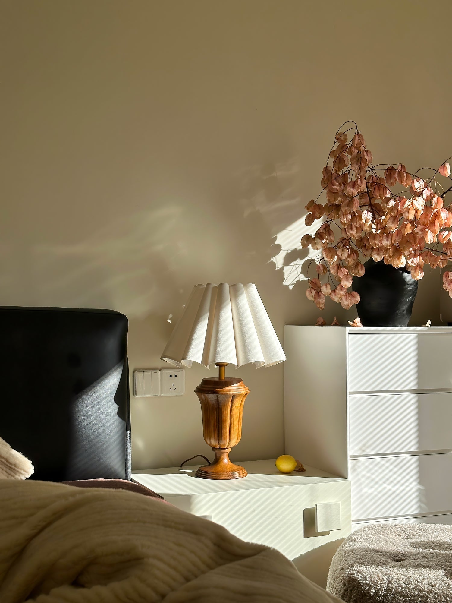 Vireo Wood & Fabric Table Lamp-Neutral Decor
