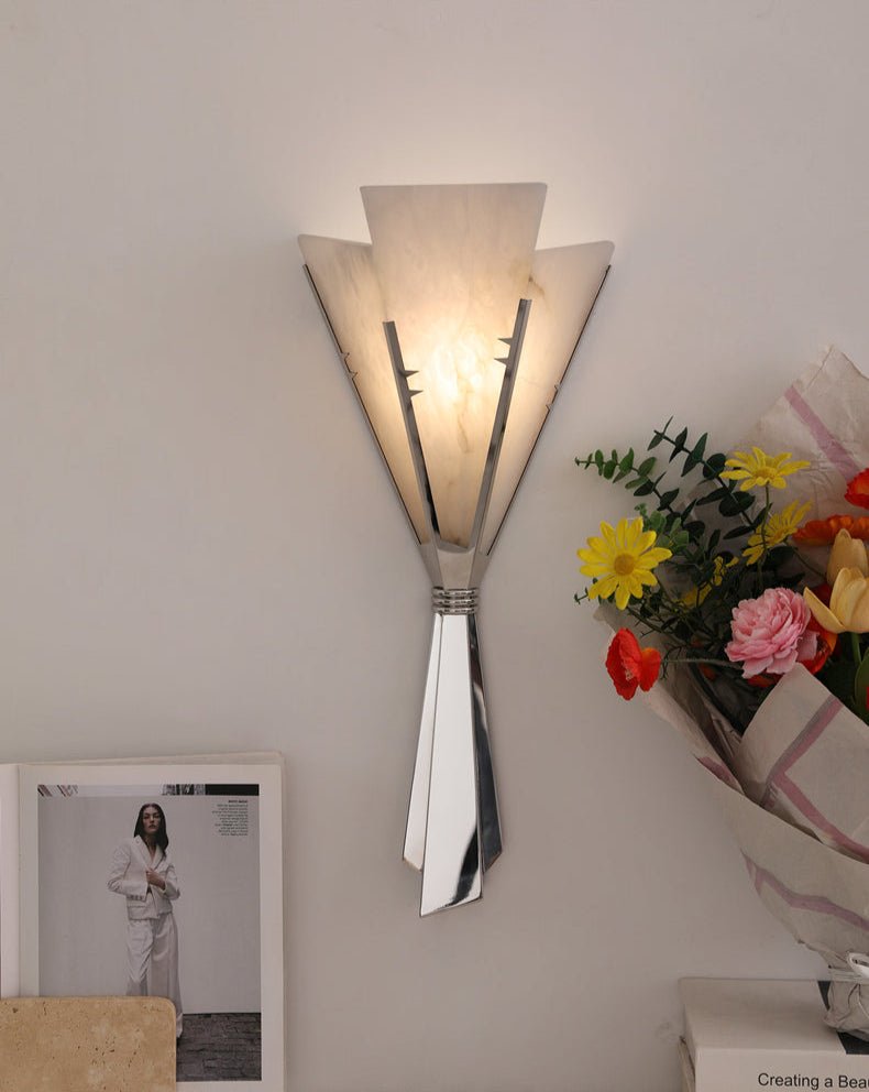 Aura Alabaster Fan Wall Sconce-Neutral Decor