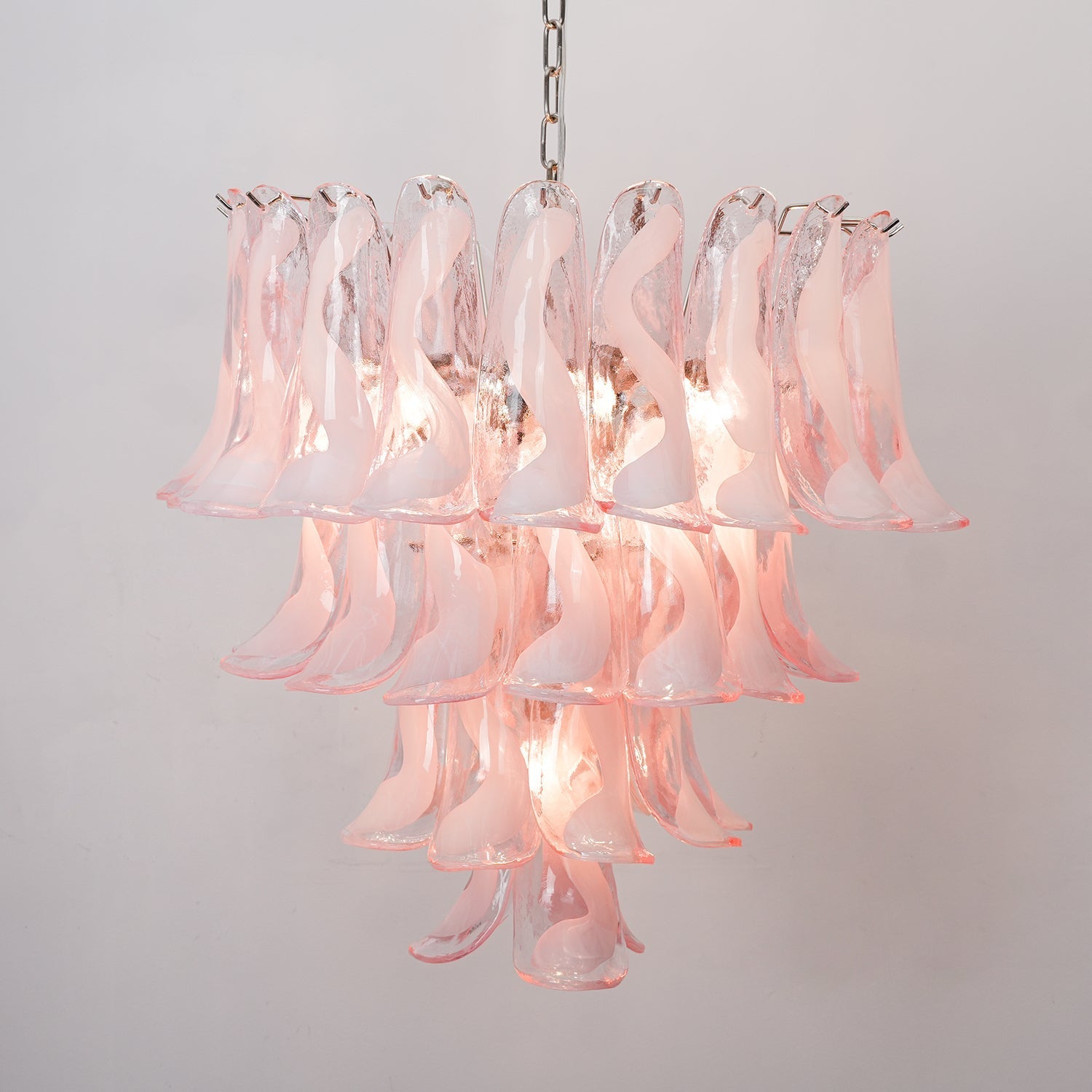 Aurora Chandelier Pink Murano Lily Petal Cascading Floral Classic-Neutral Decor