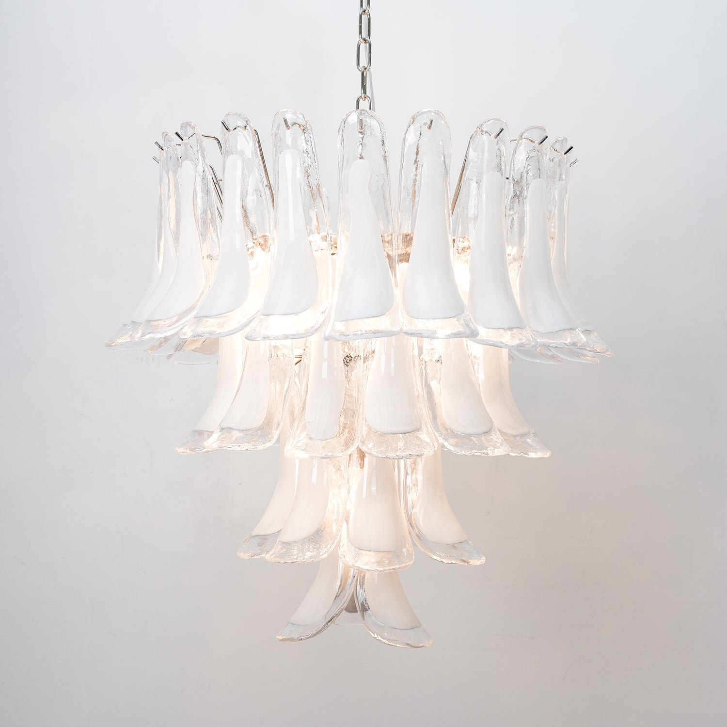 Aurora Chandelier Pink Murano Lily Petal Cascading Floral Classic-Neutral Decor