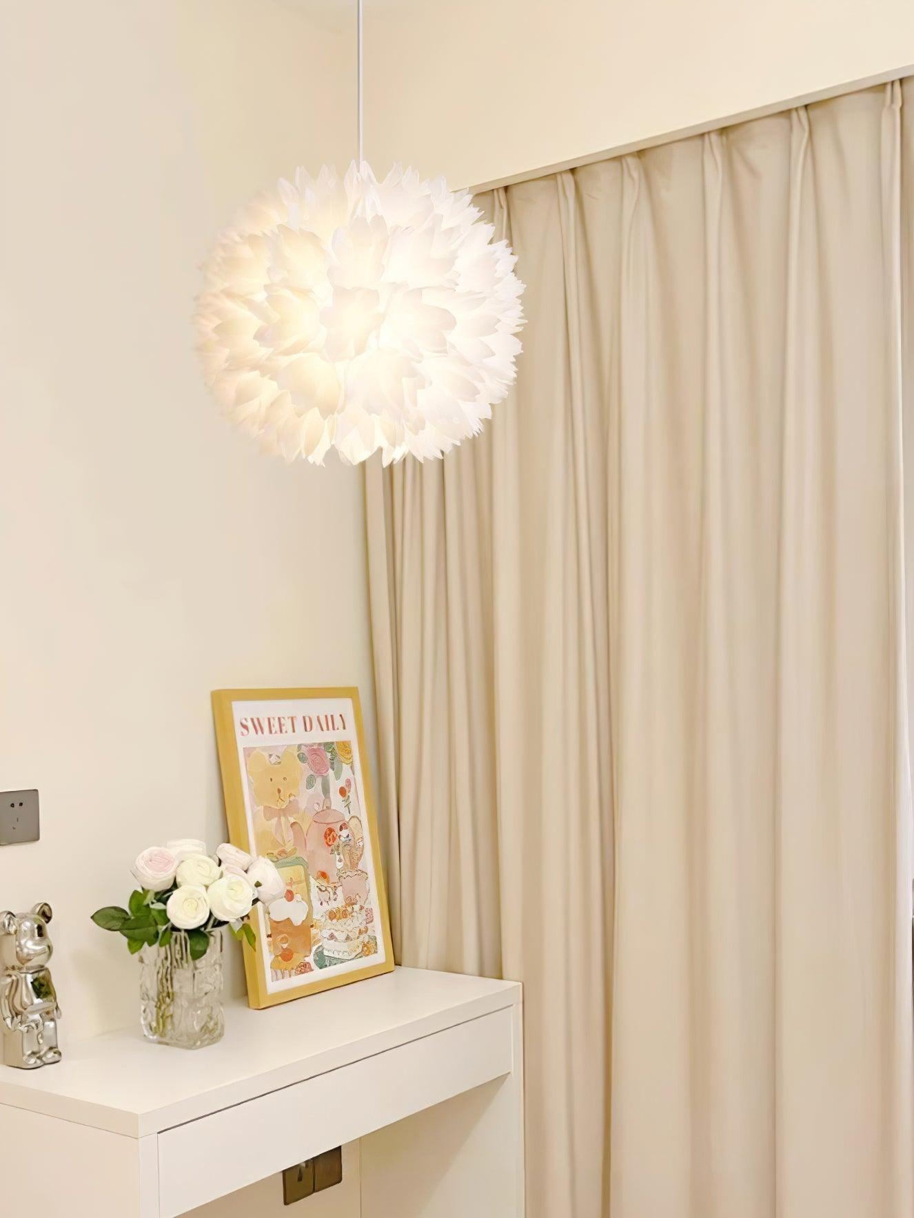 Qrathen Nordic Art Flowers Ball Pendant Light-Neutral Decor