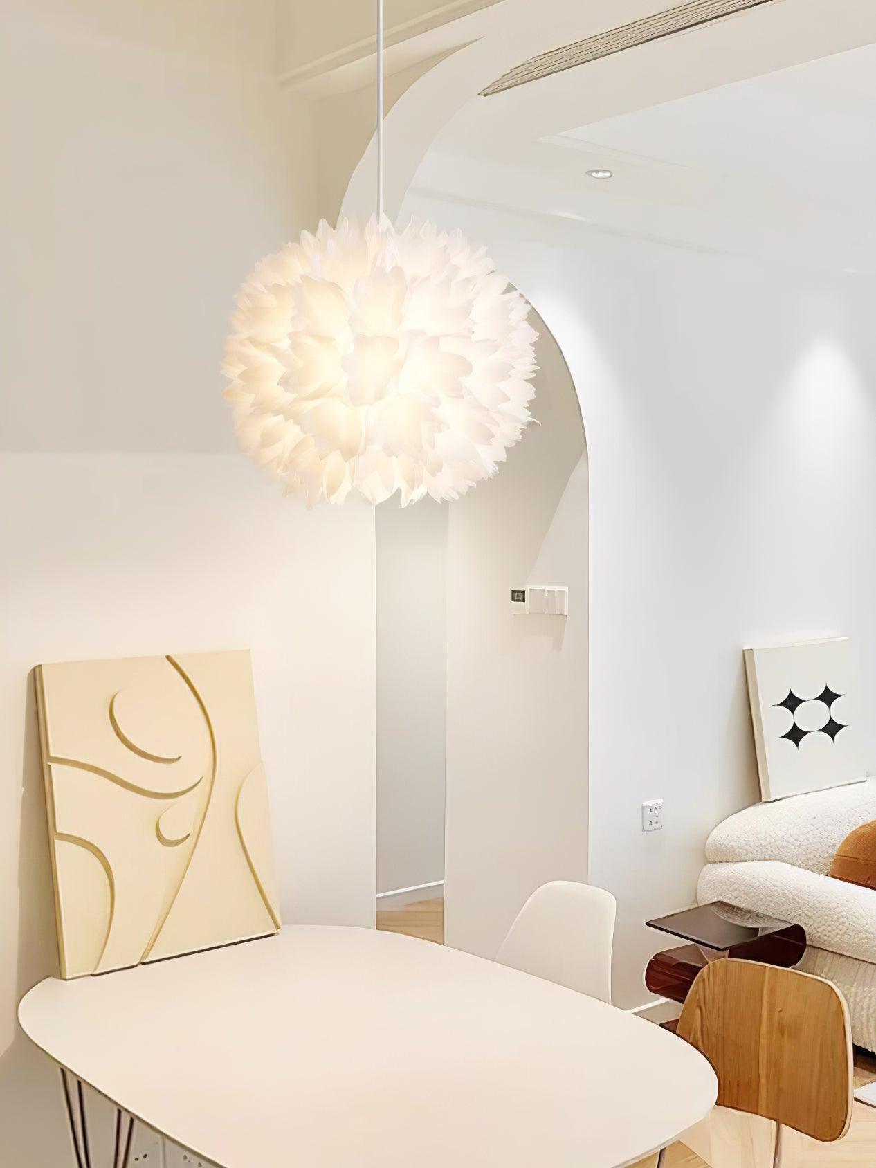 Qrathen Nordic Art Flowers Ball Pendant Light-Neutral Decor