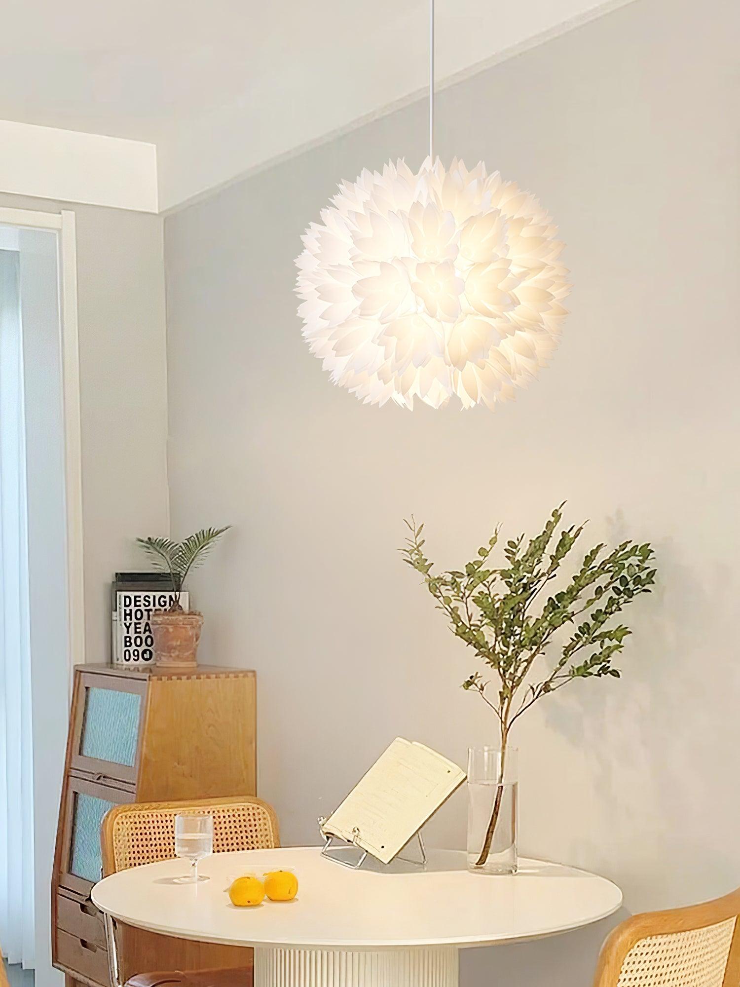 Qrathen Nordic Art Flowers Ball Pendant Light-Neutral Decor
