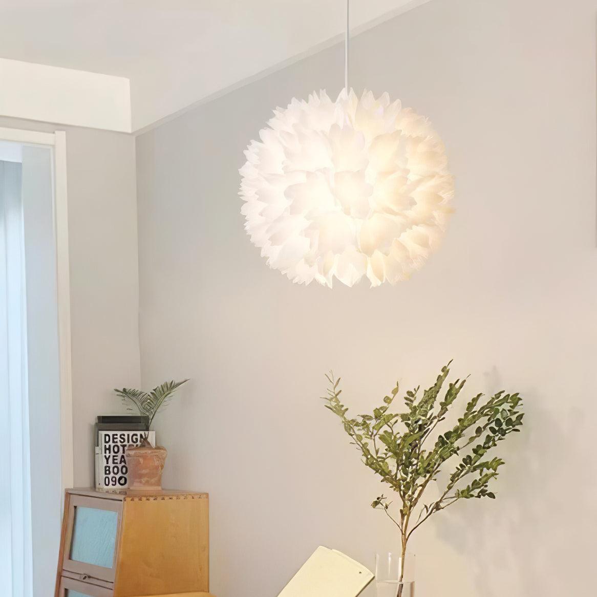 Qrathen Nordic Art Flowers Ball Pendant Light-Neutral Decor