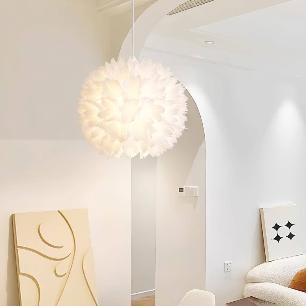 Qrathen Nordic Art Flowers Ball Pendant Light-Neutral Decor