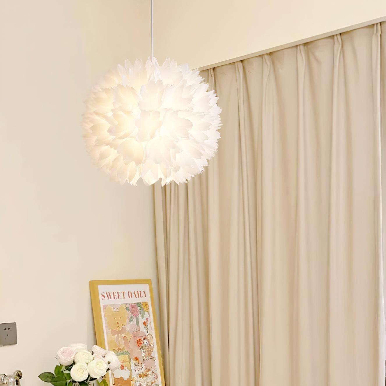 Qrathen Nordic Art Flowers Ball Pendant Light-Neutral Decor
