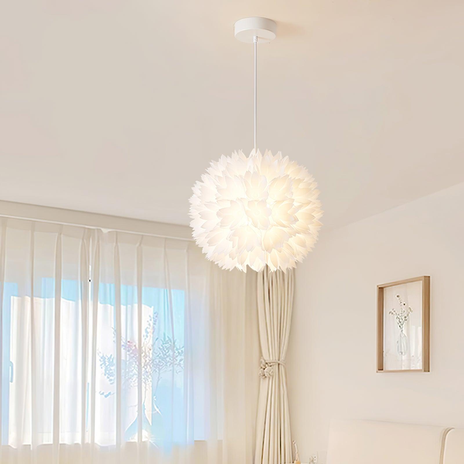 Qrathen Nordic Art Flowers Ball Pendant Light-Neutral Decor