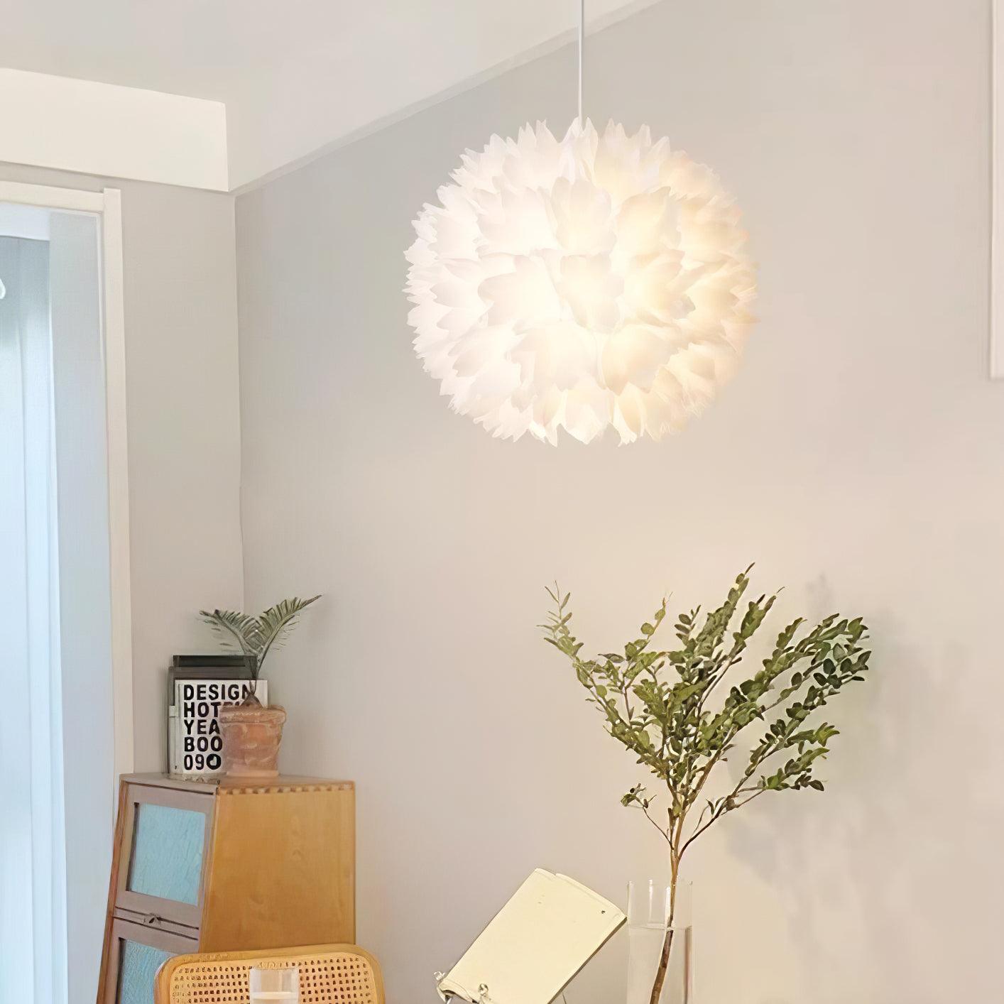 Qrathen Nordic Art Flowers Ball Pendant Light-Neutral Decor