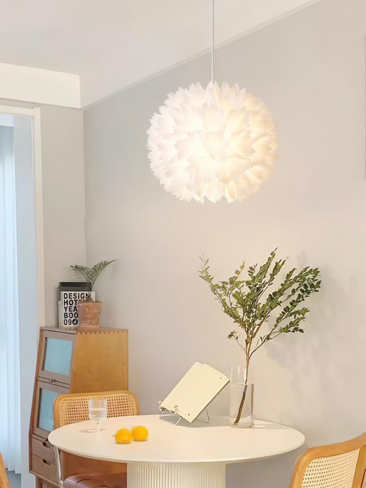 Qrathen Nordic Art Flowers Ball Pendant Light-Neutral Decor