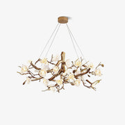 Tominex Postmodern Luxury Flower Bloom Branch Brass Ceramic Chandelier-Neutral Decor