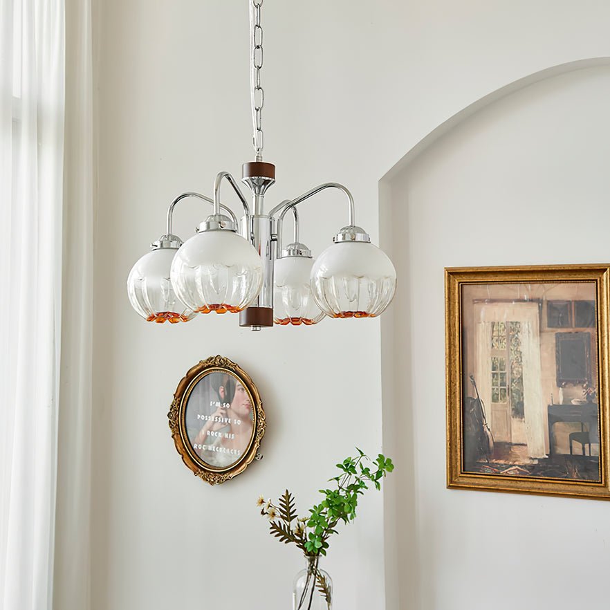 Ulliria Nordic Art Flower Walnut Glass Chandelier-Neutral Decor