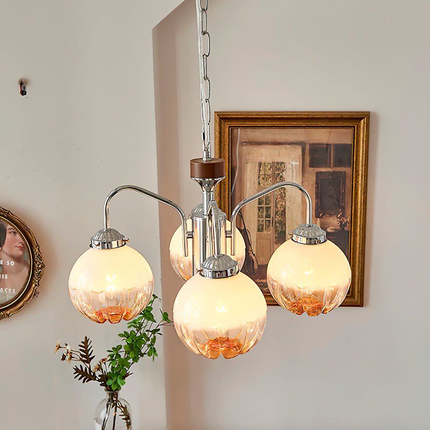 Ulliria Nordic Art Flower Walnut Glass Chandelier-Neutral Decor