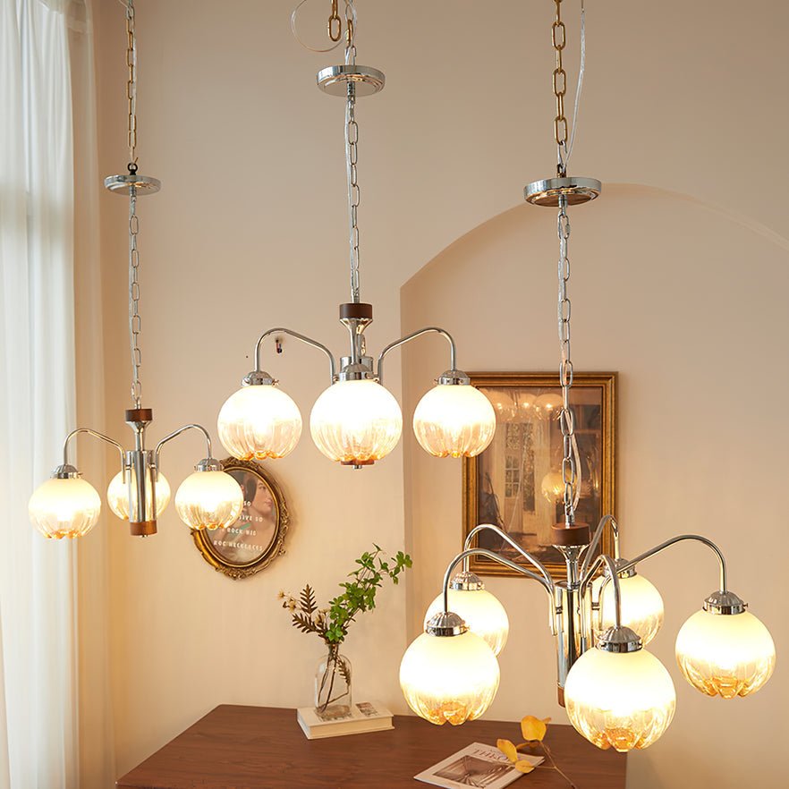Ulliria Nordic Art Flower Walnut Glass Chandelier-Neutral Decor