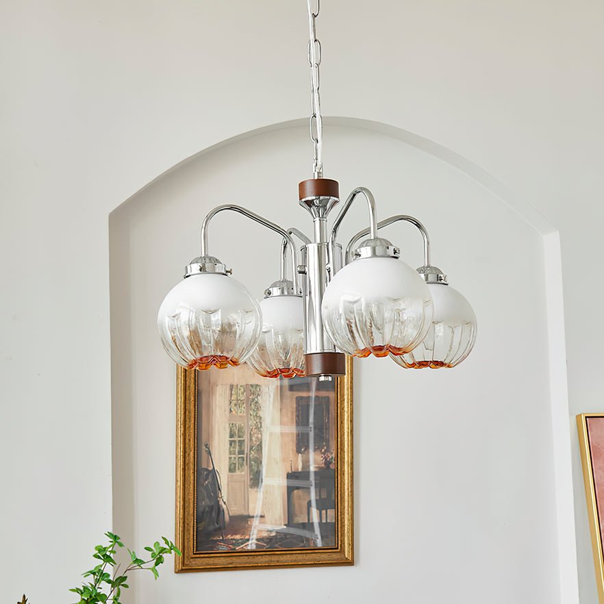 Ulliria Nordic Art Flower Walnut Glass Chandelier-Neutral Decor