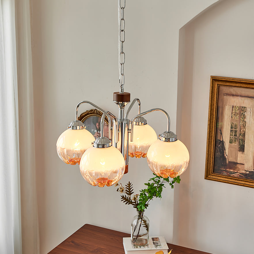Ulliria Nordic Art Flower Walnut Glass Chandelier-Neutral Decor