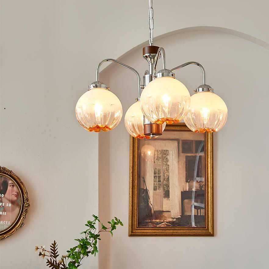 Ulliria Nordic Art Flower Walnut Glass Chandelier-Neutral Decor